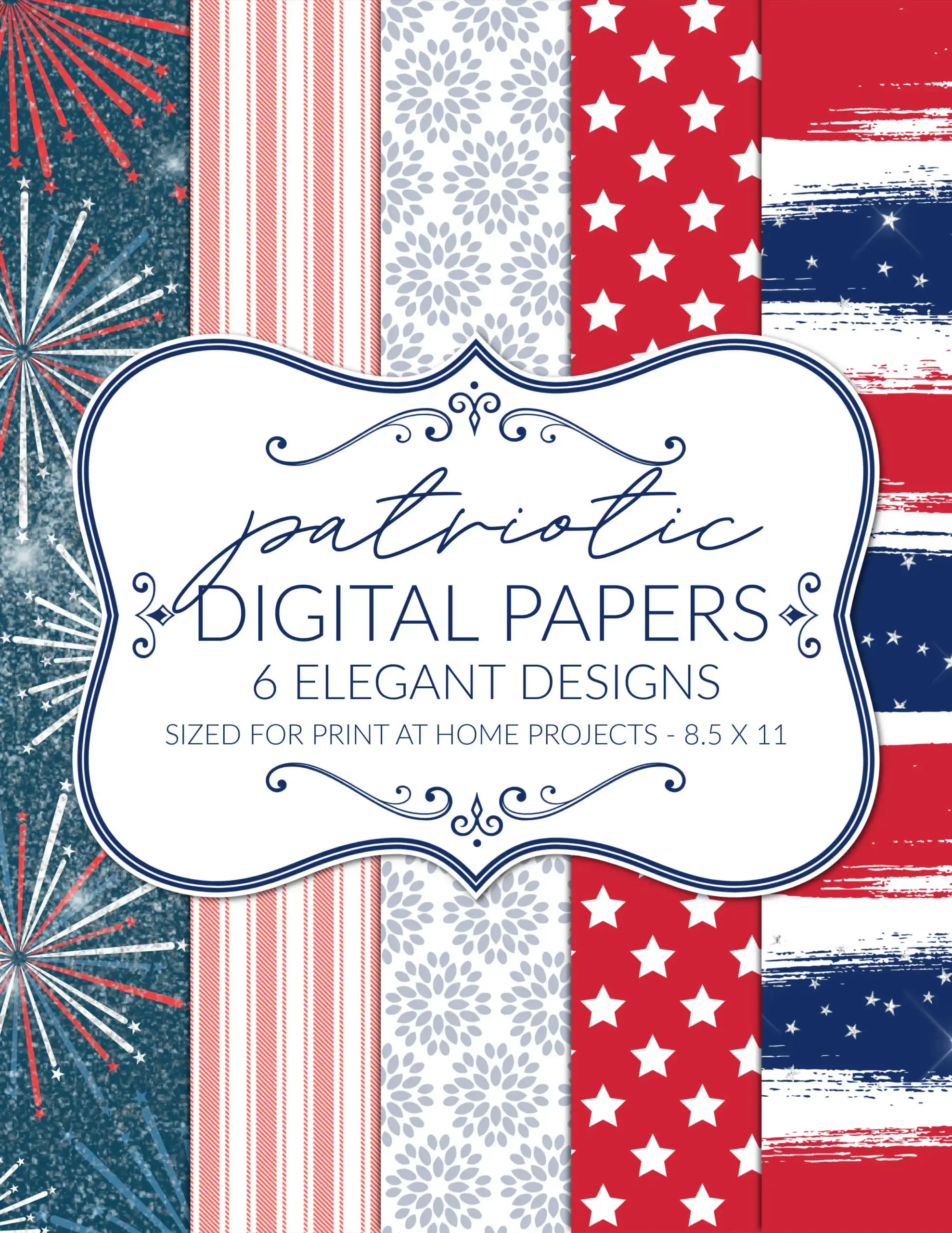 Free Patriotic Digital Paper Pack 4th Of July