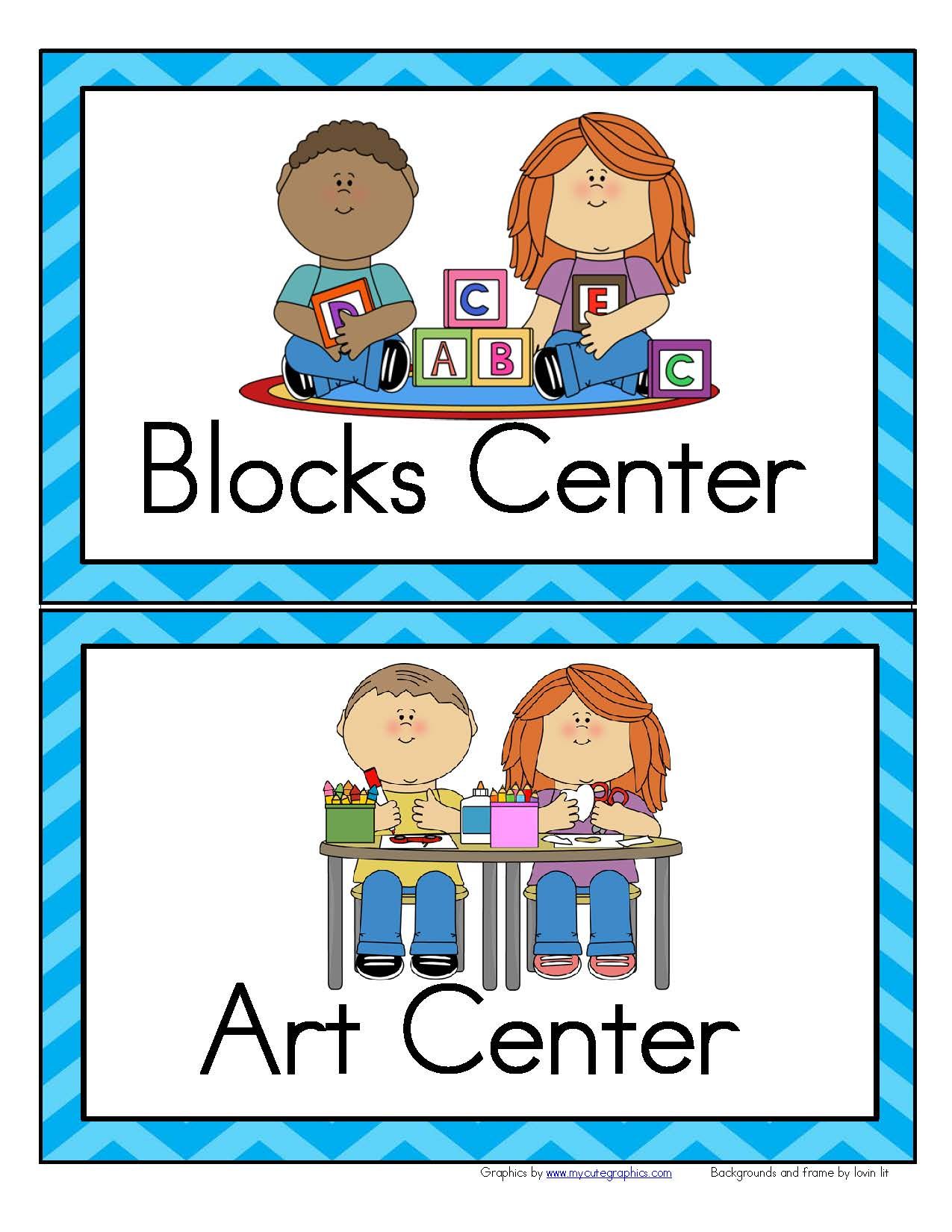 free printable learning center signs