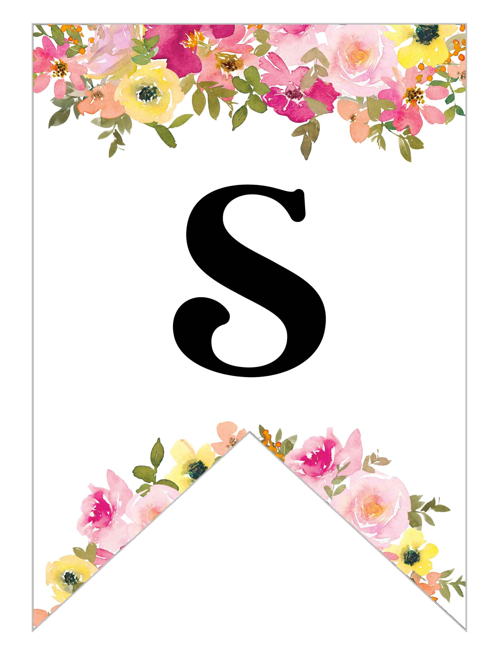 Free Printable Floral Alphabet Banner Letters