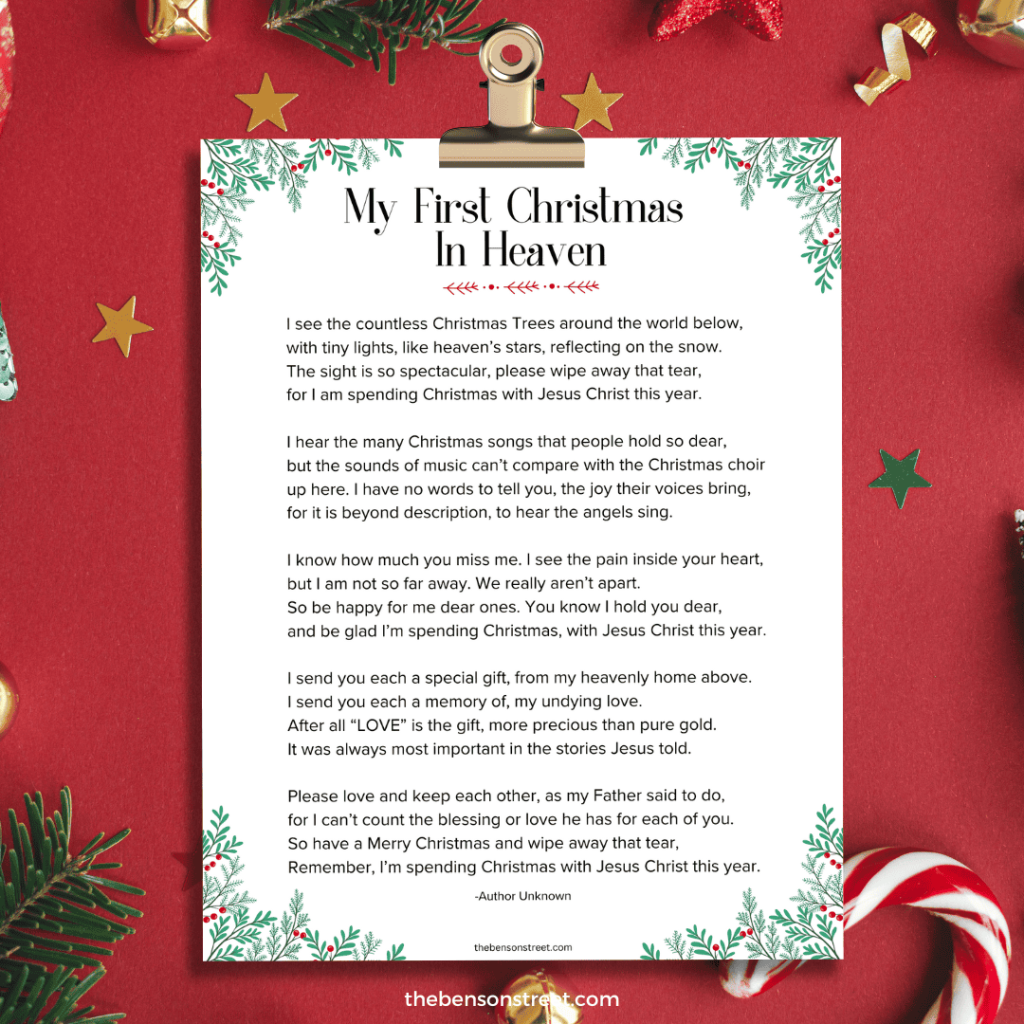 Free Printable My First Christmas In Heaven Poem Free Printable My First Christmas In Heaven Poem