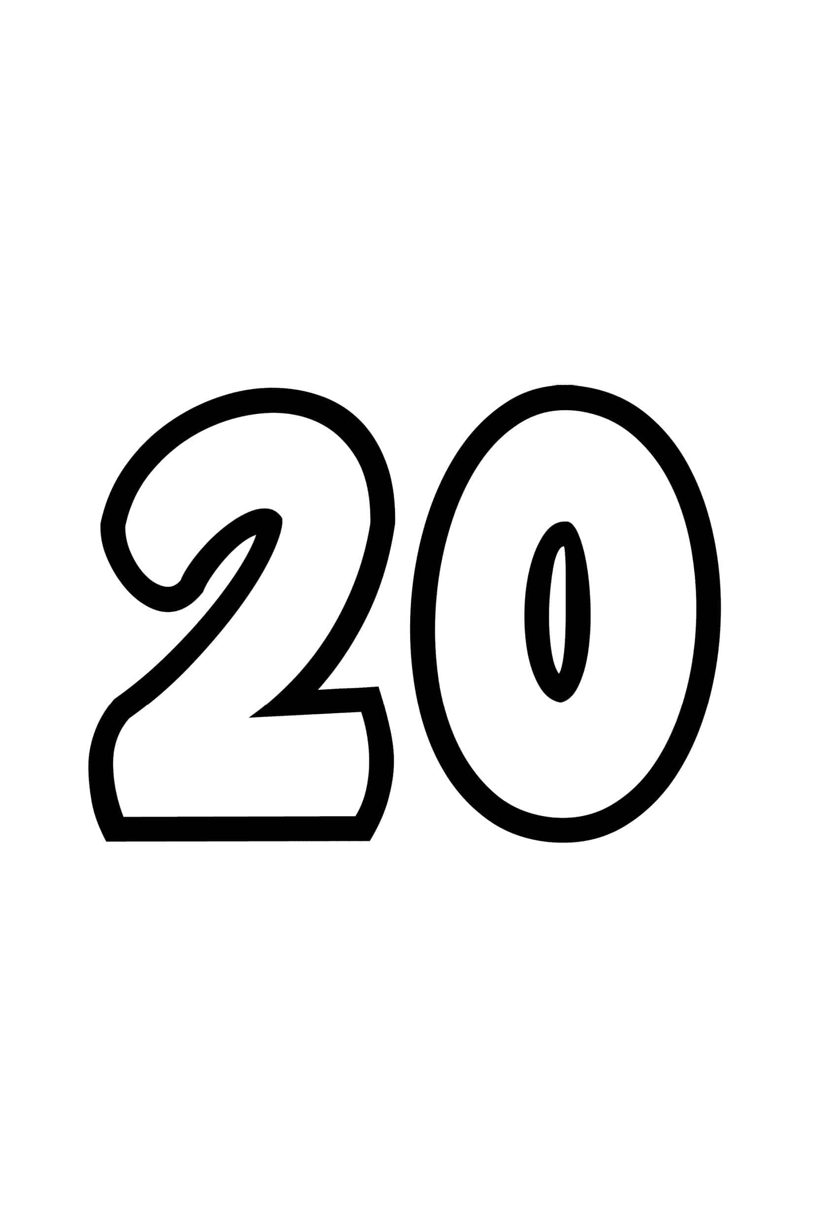 Free Printable Number Bubble Letters Bubble Number 20