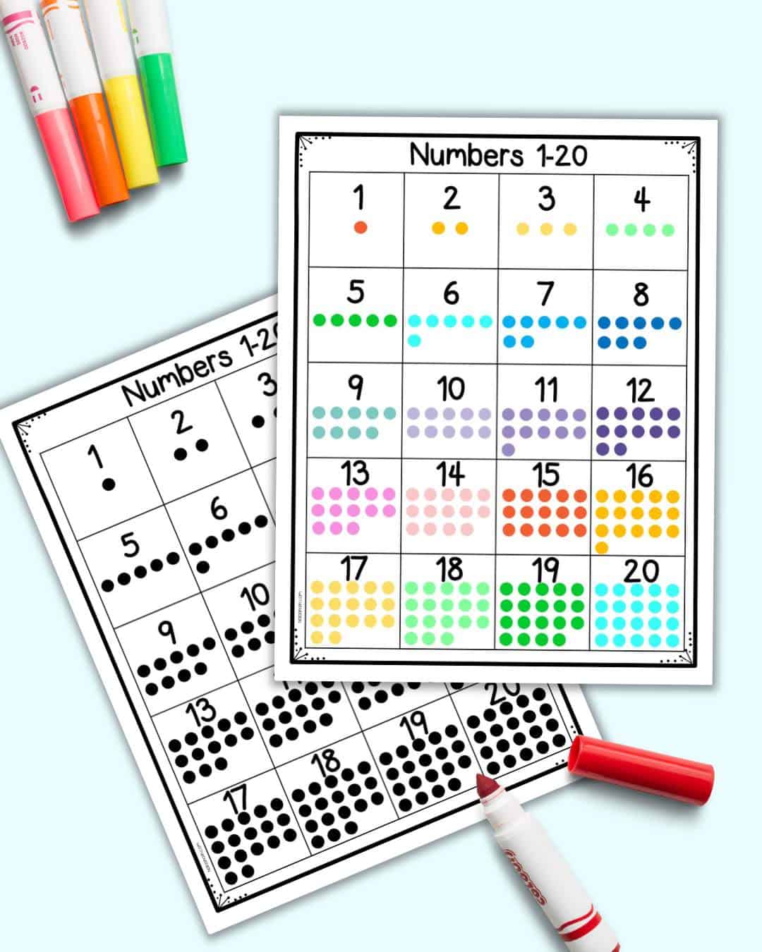 numbers 1 to 20 printable