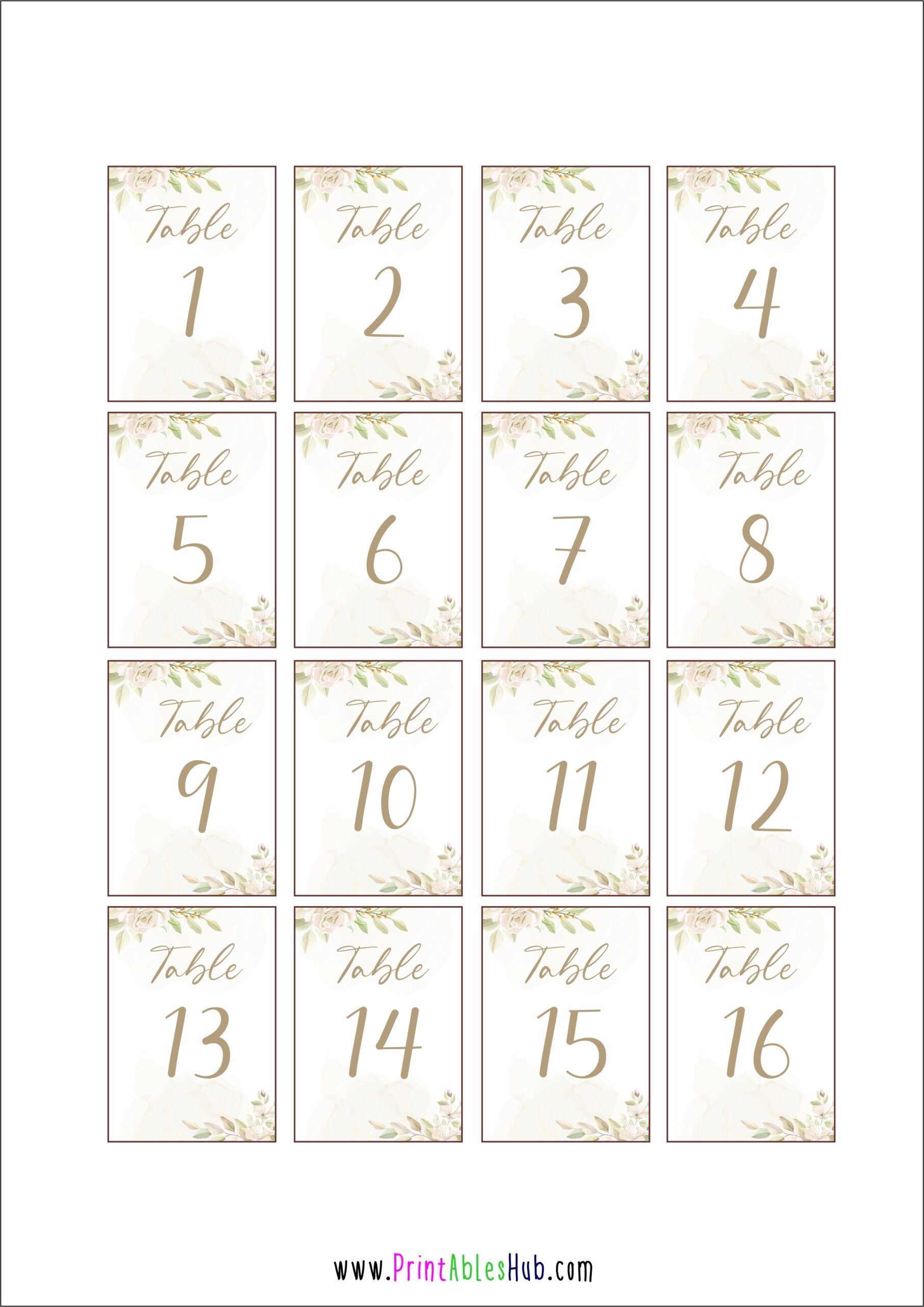 Free Printable Table Numbers 1 30 Cards Pdf