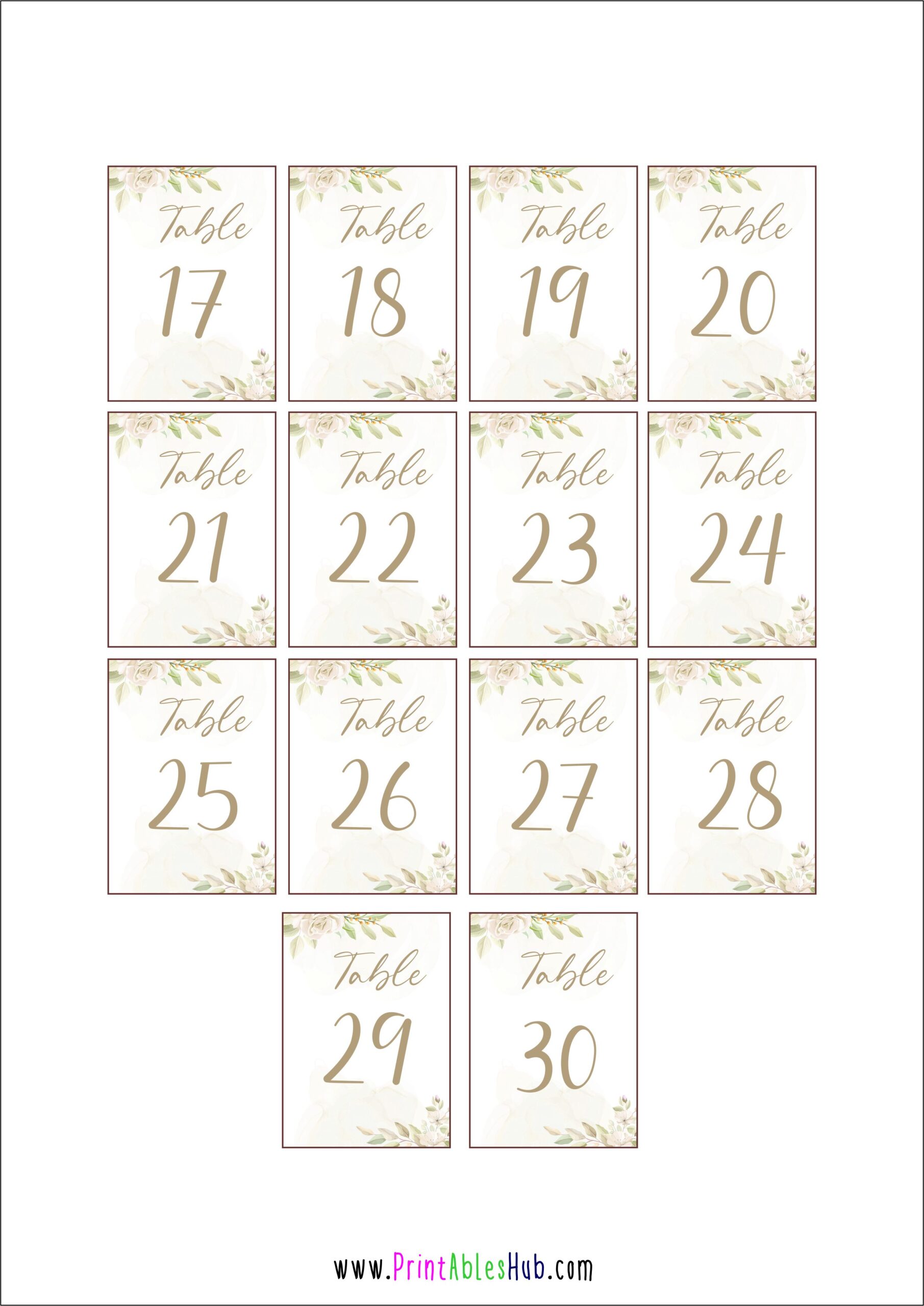 Free Printable Table Numbers 1 30 Cards Pdf Free Printable Table Numbers 1 30 Cards Pdf