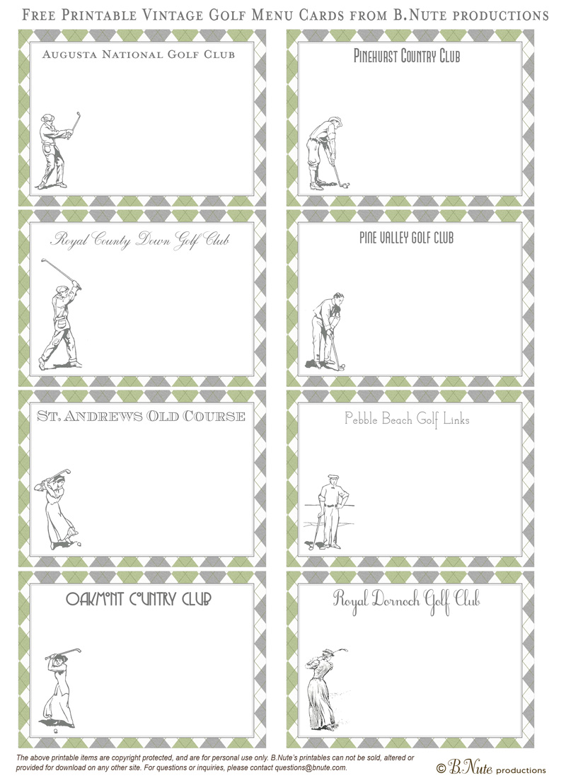 Free Printable Vintage Golf Cards Free Printable Vintage Golf Cards