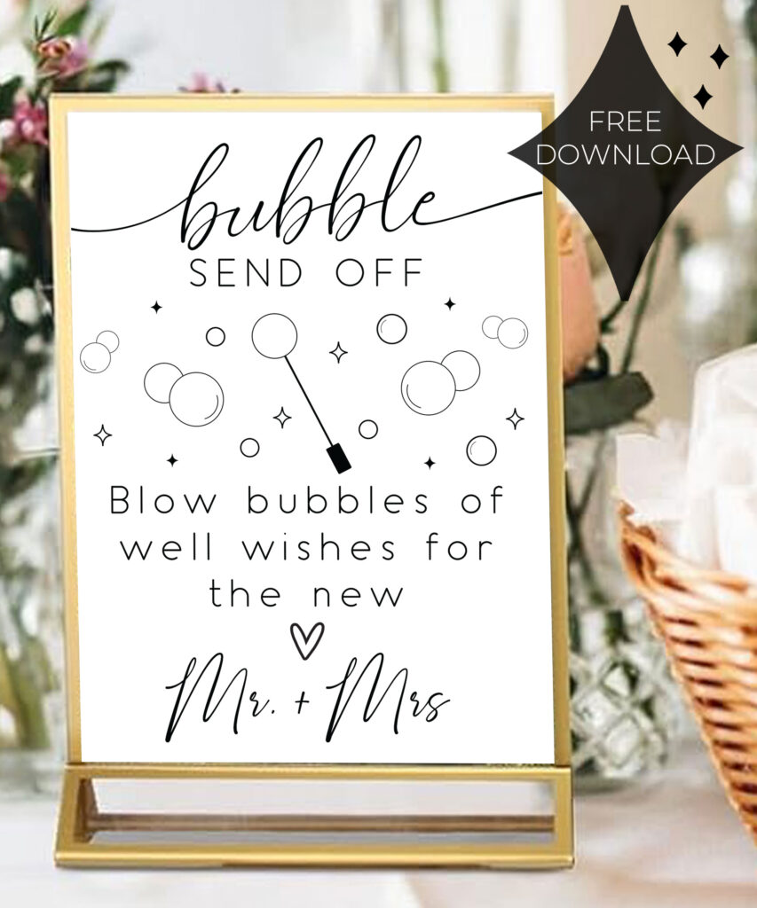 Free Printable Wedding Bubble Sign Free Printable Wedding Bubble Sign
