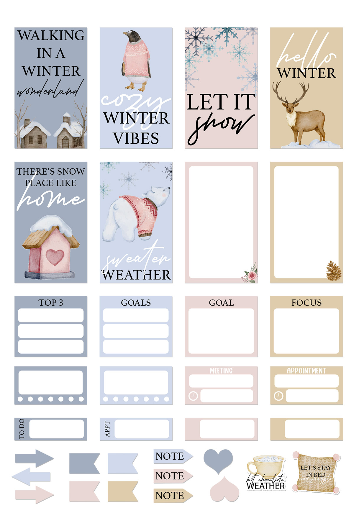 Free Winter Planner Stickers Printable Digital Free Winter Planner Stickers Printable Digital