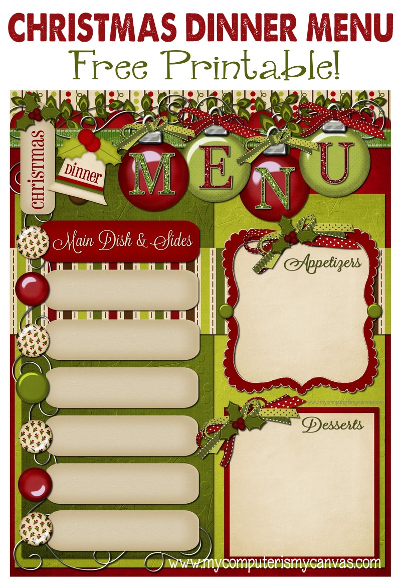 Freebie Christmas Dinner Menu Freebie Christmas Dinner Menu