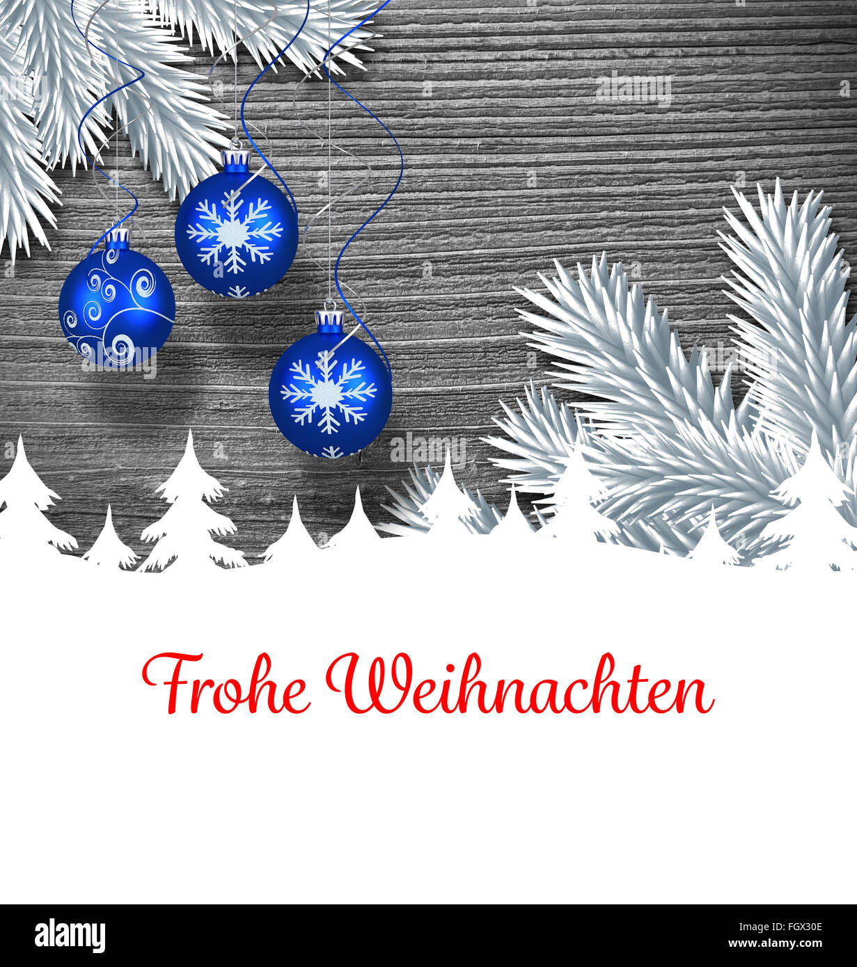 German Christmas Card Blue Christmas