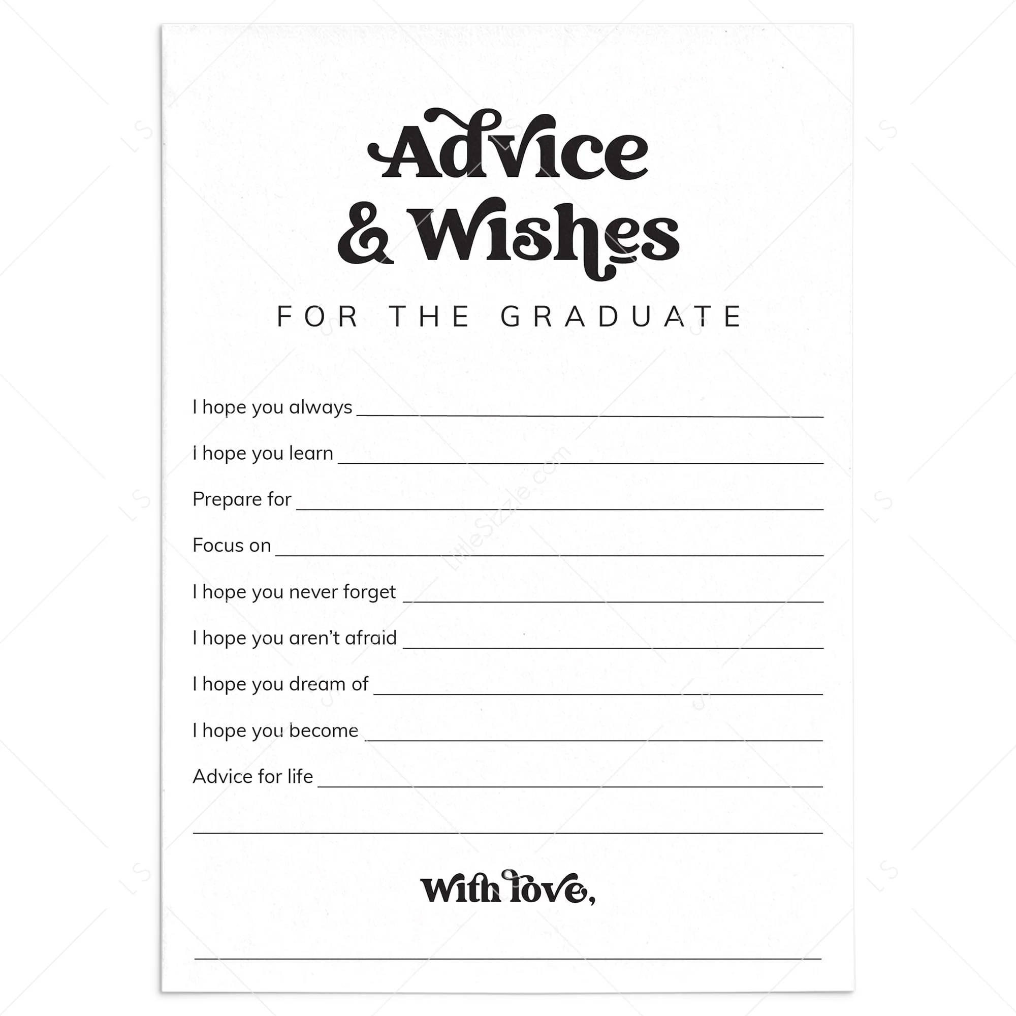 Graduation Advice Cards Printable