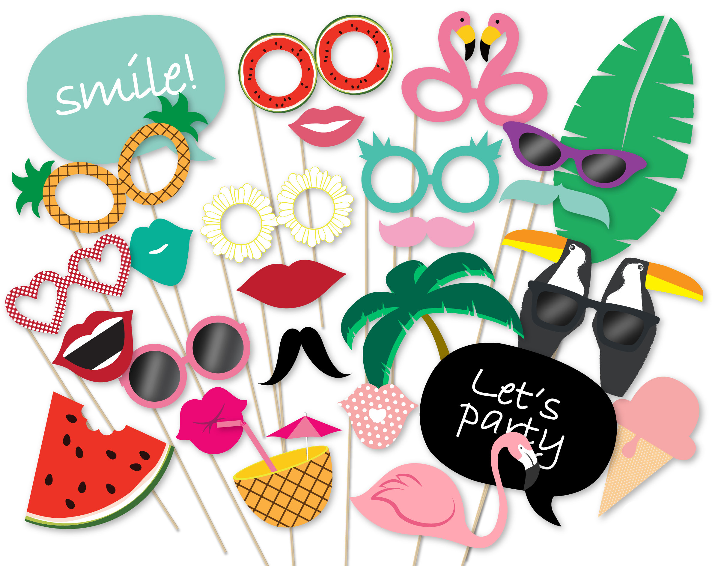 Hawaiian Photo Booth Props Summer Luau