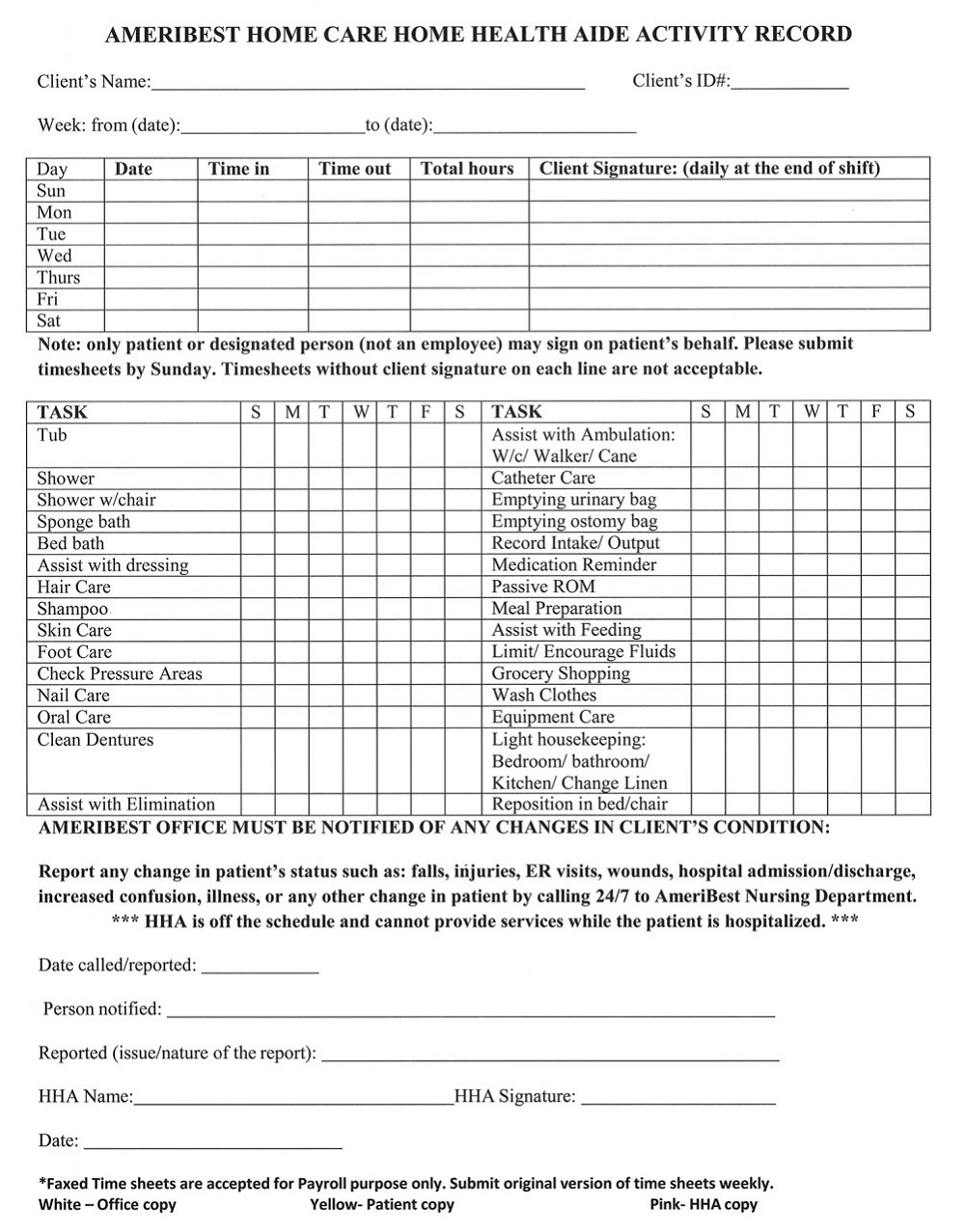 Home Health Aide Timesheets Home Health Aide Timesheets