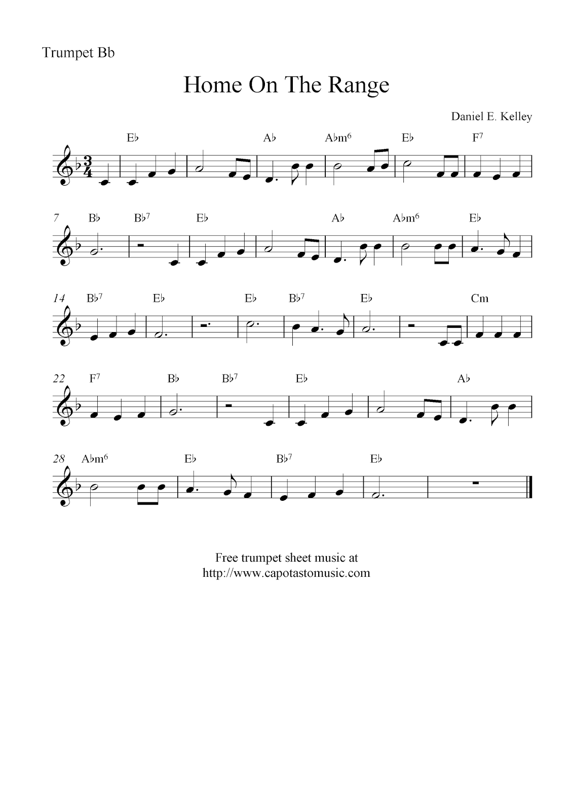 Home On Range Free Trumpet Sheet Music Home On Range Free Trumpet Sheet Music