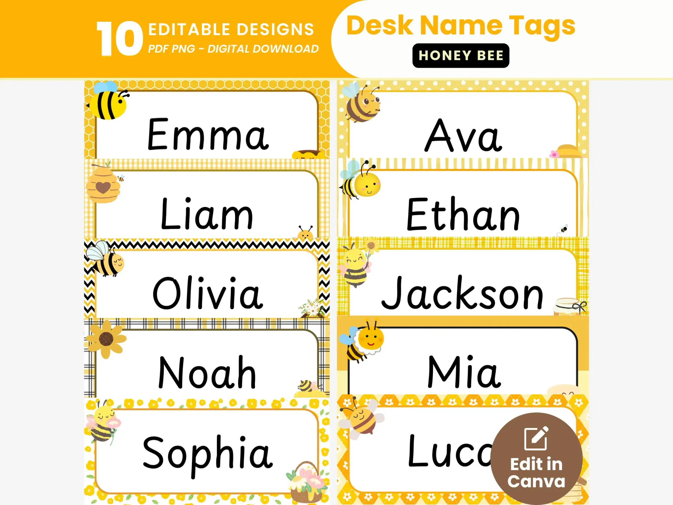 Honey Bee Desk Name Tags Printable Bee Honey Bee Desk Name Tags Printable Bee