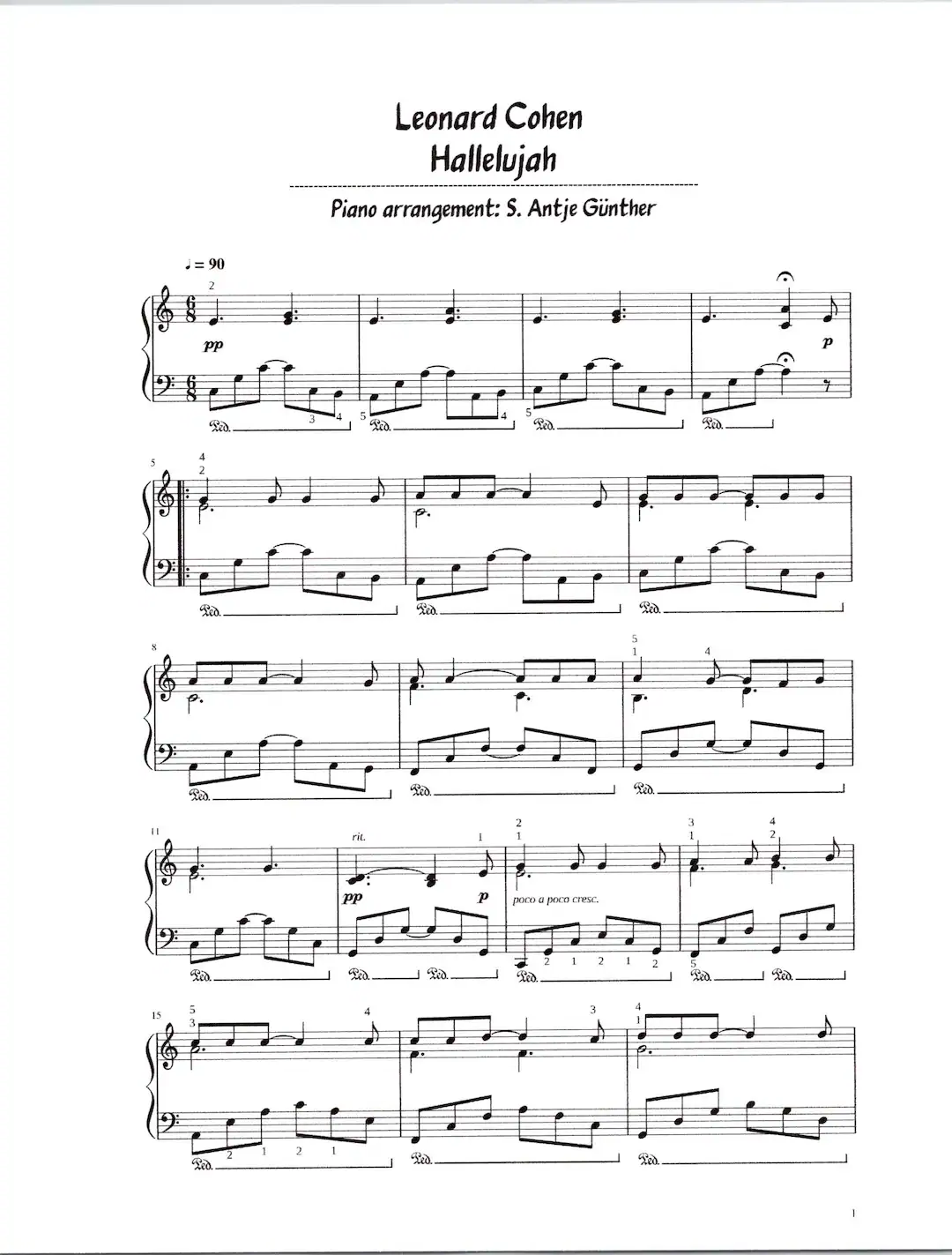 Leonard Cohen Hallelujah Piano Solo
