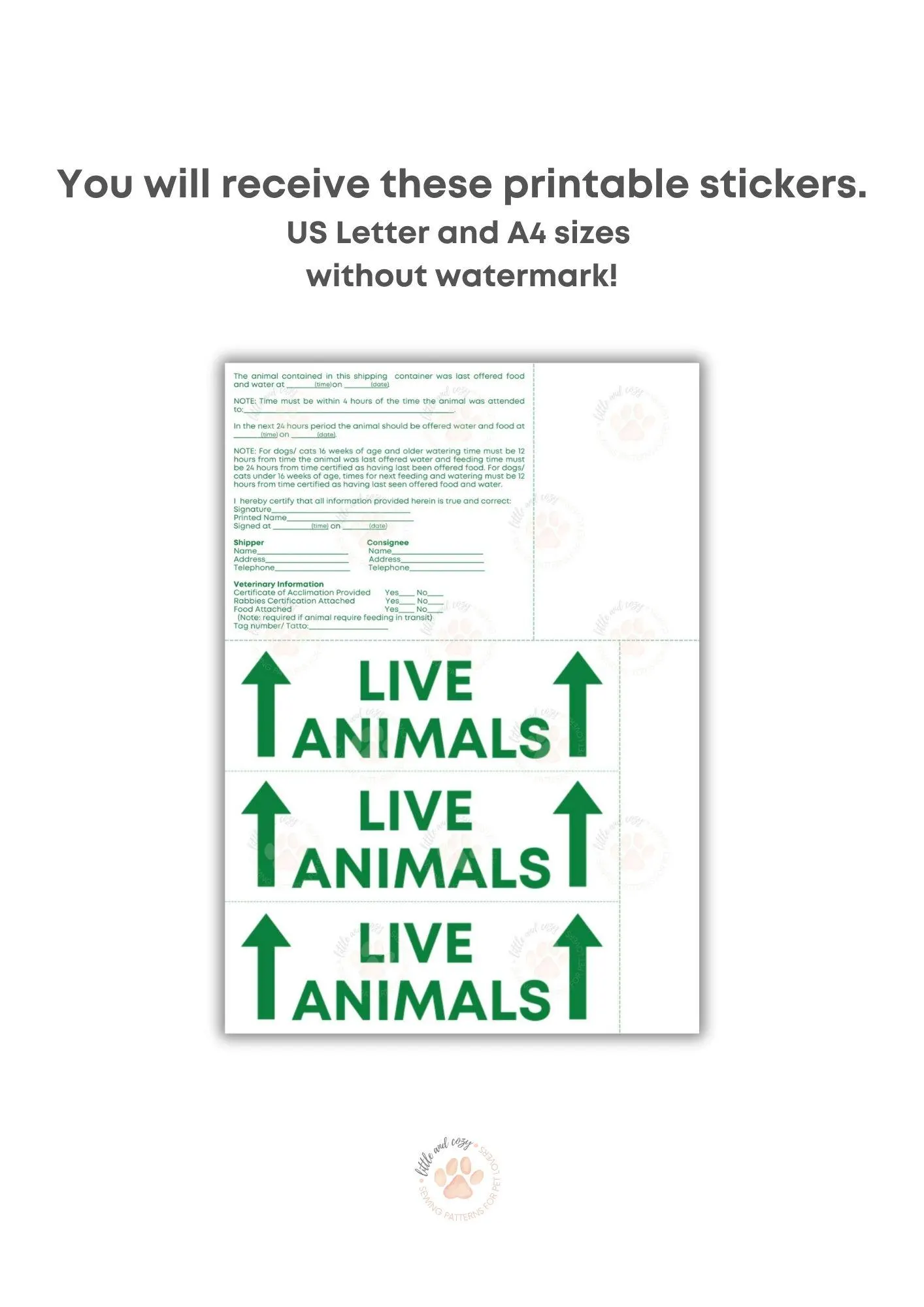 Live Animal Sticker Printable Stickers
