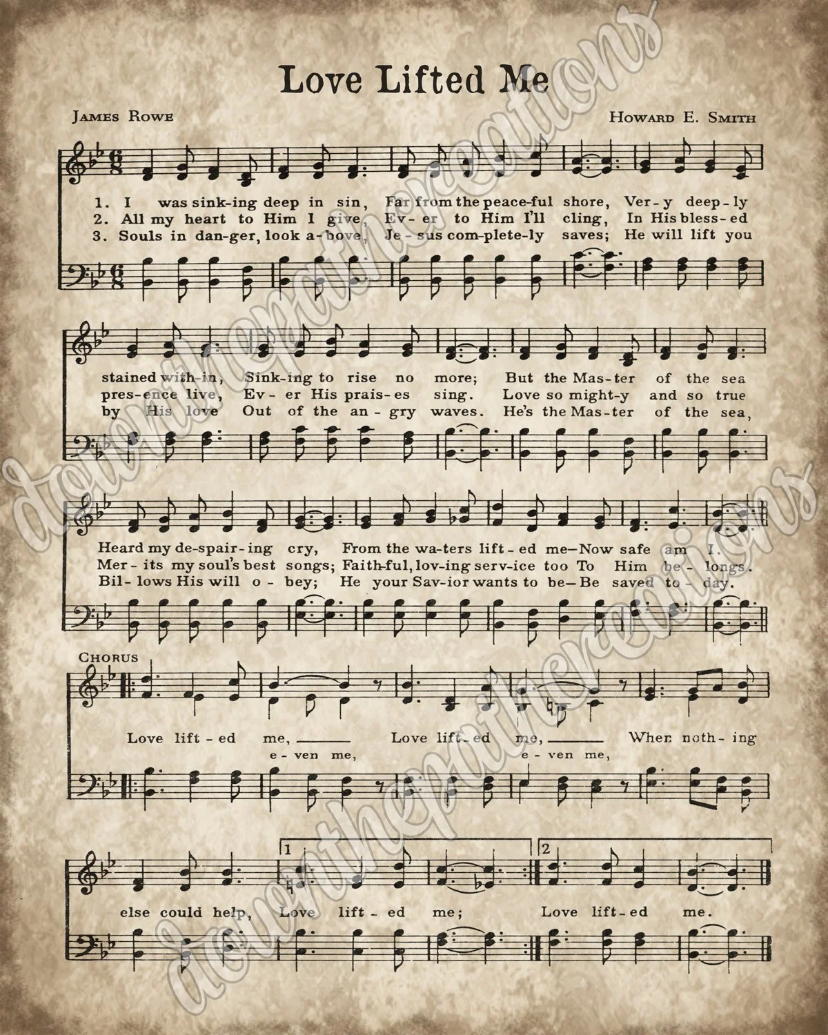 Love Lifted Me Print Printable Vintage Sheet Music Instant Download Antique Hymnal Page Christian Art Farm House Decor