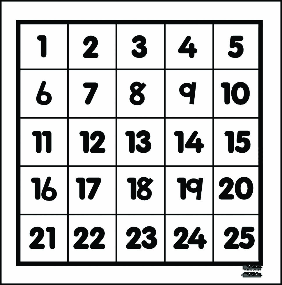 free printable numbers 1 25