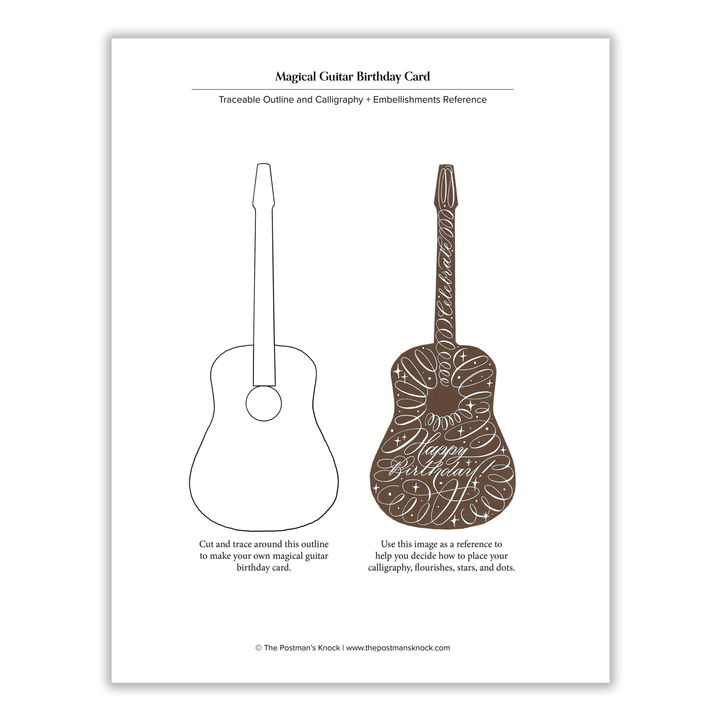 Magical Guitar Birthday Card Outline Calligraphy Reference Magical Guitar Birthday Card Outline Calligraphy Reference
