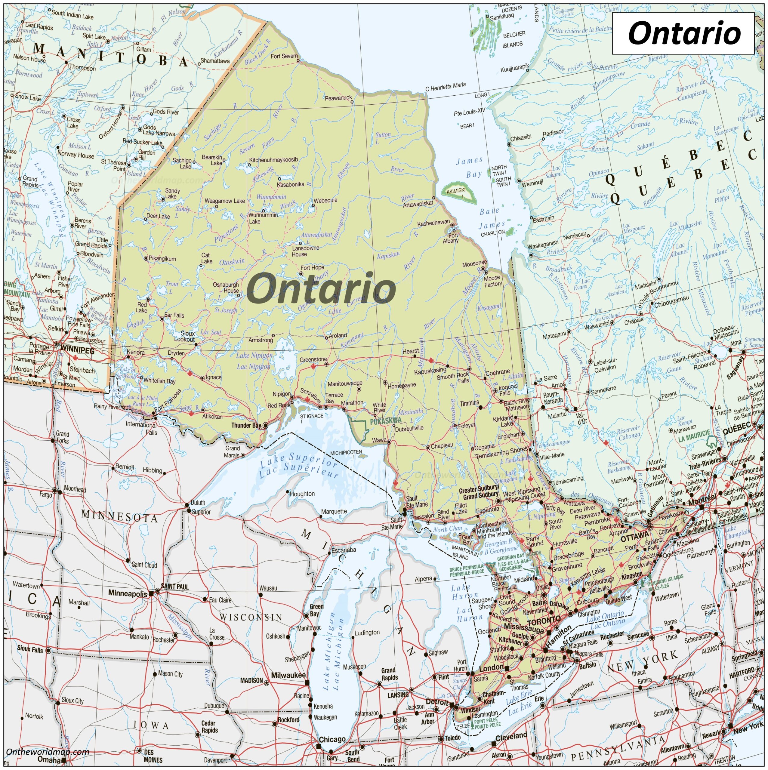 Map Of Ontario With Cities And Towns