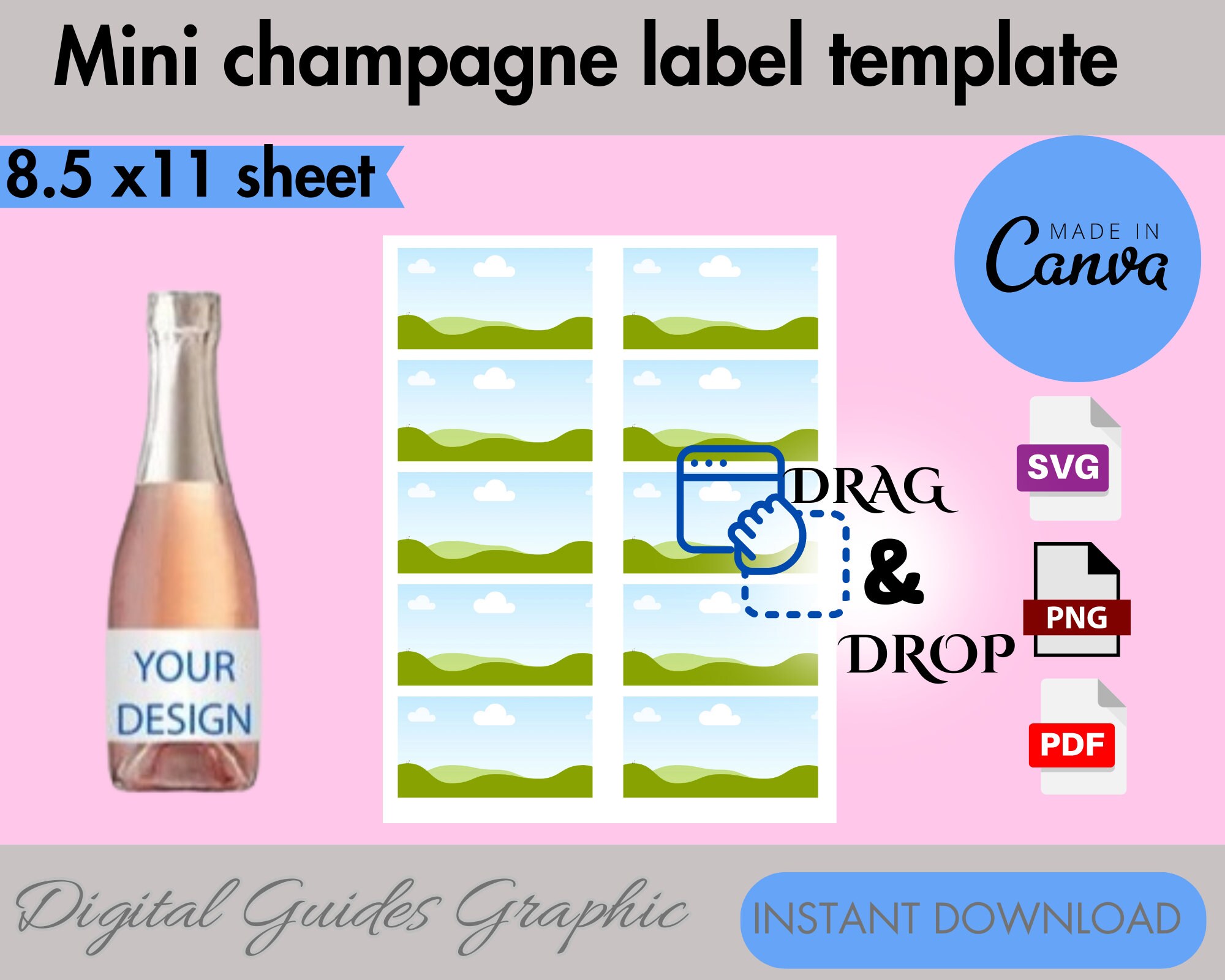 Mini Champagne Bottle Label Template Diy