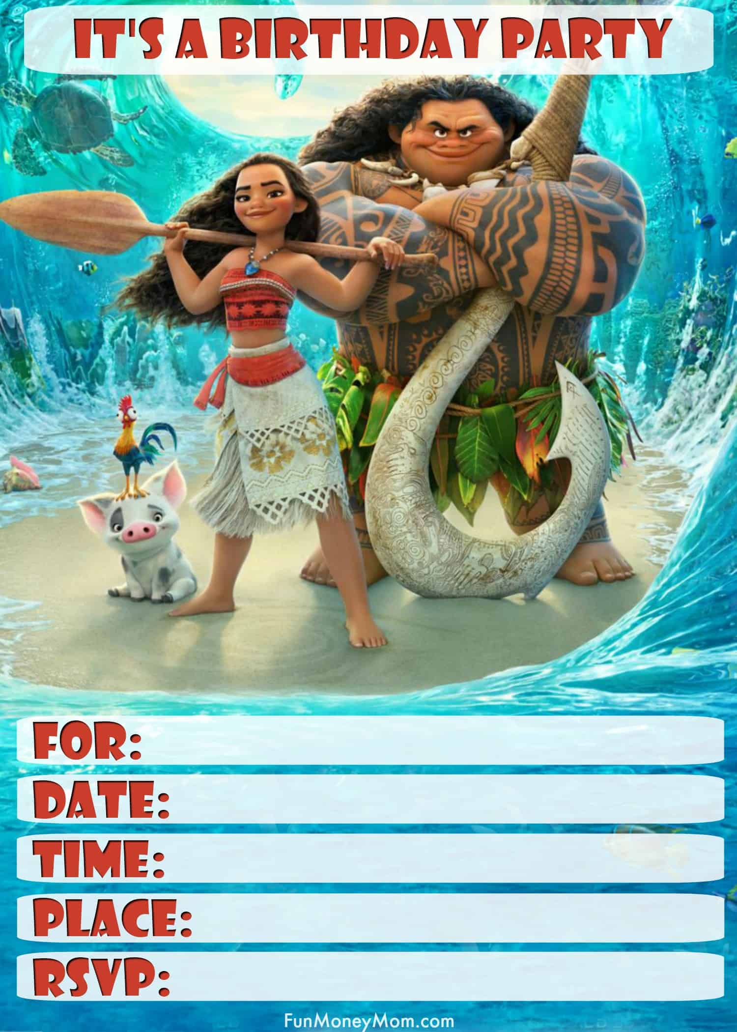 Moana Party Free Printable Invitations Moana Party Free Printable Invitations