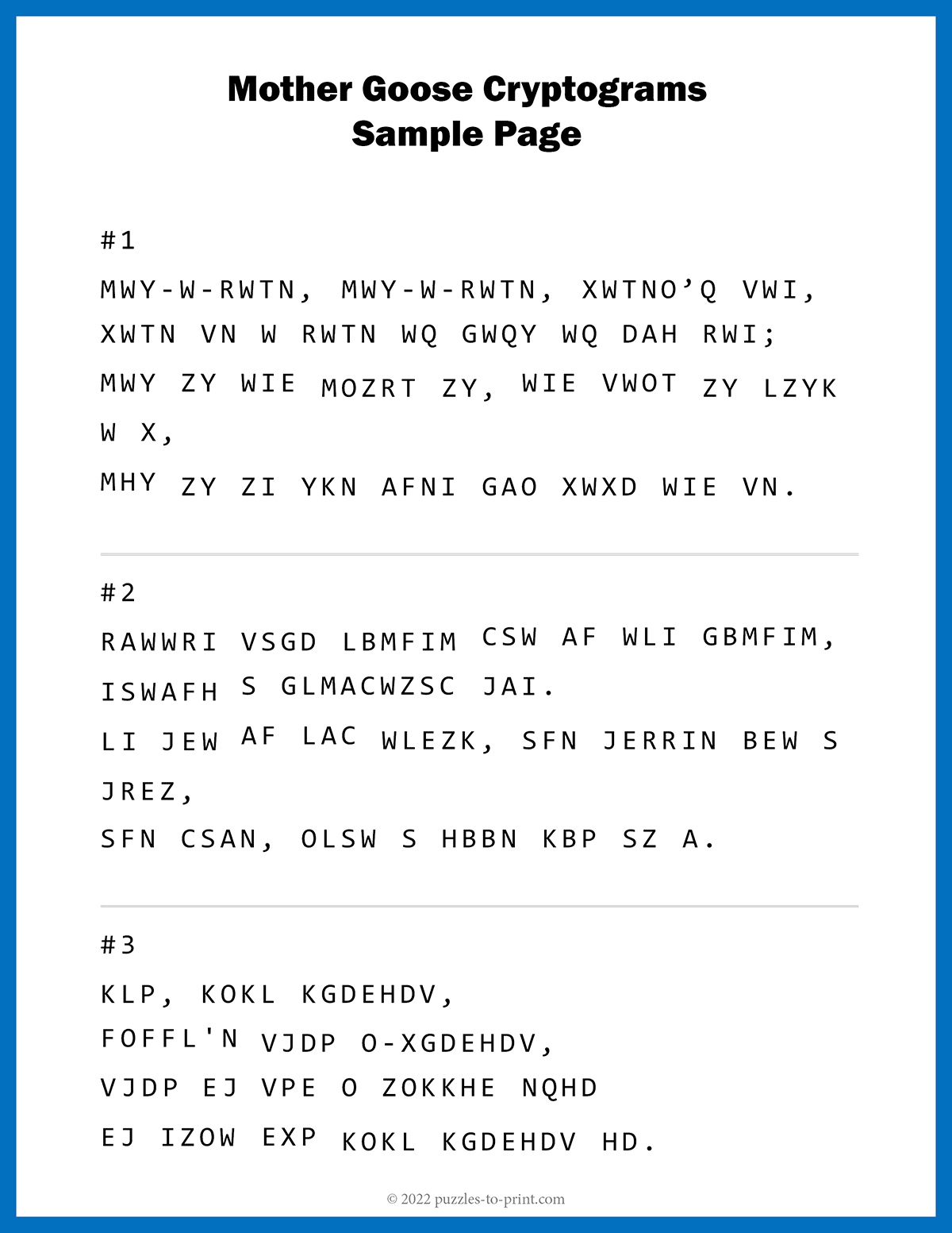 Mother Goose Cryptograms shtml Mother Goose Cryptograms shtml