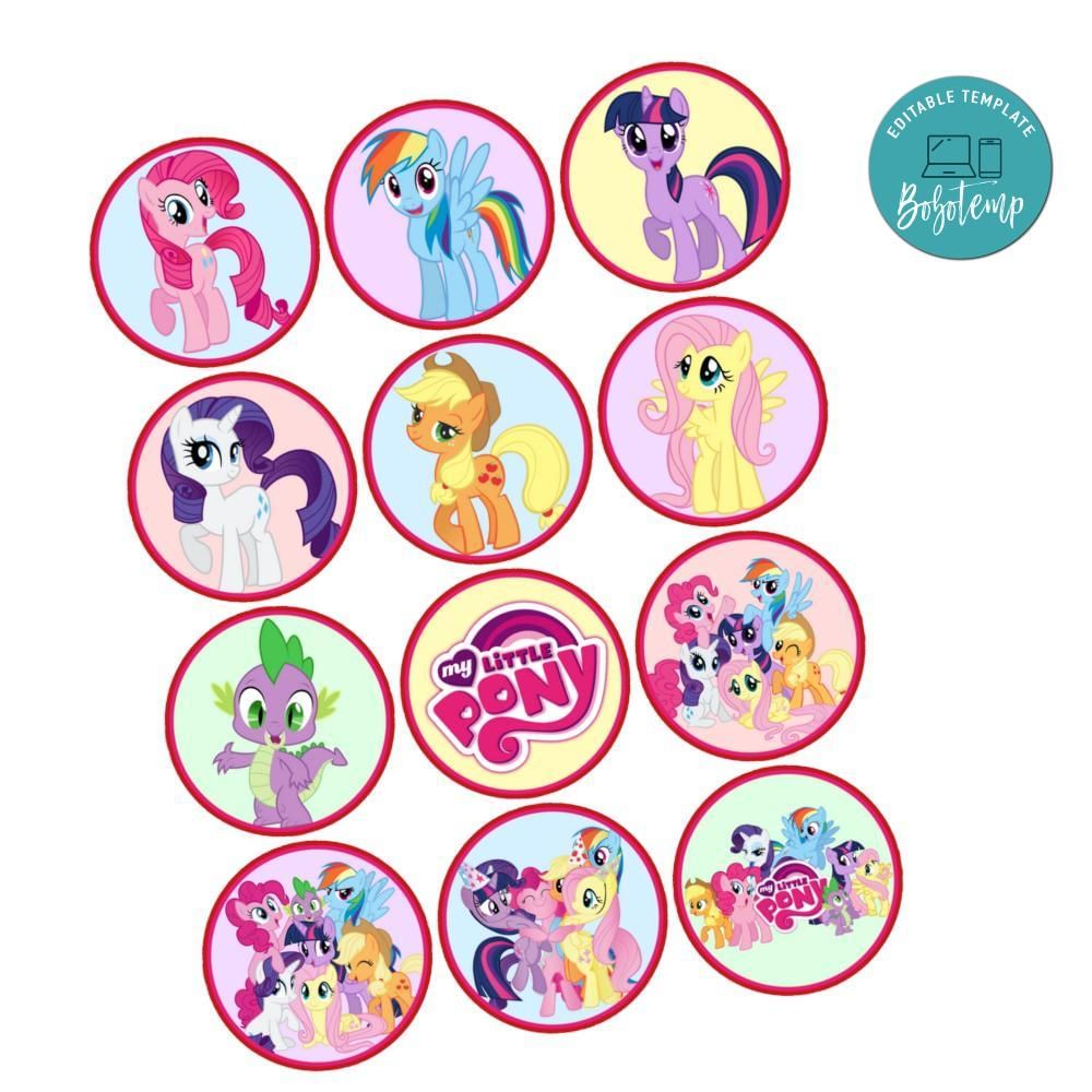 My Little Pony Cupcake Toppers Template Printable Instant Download