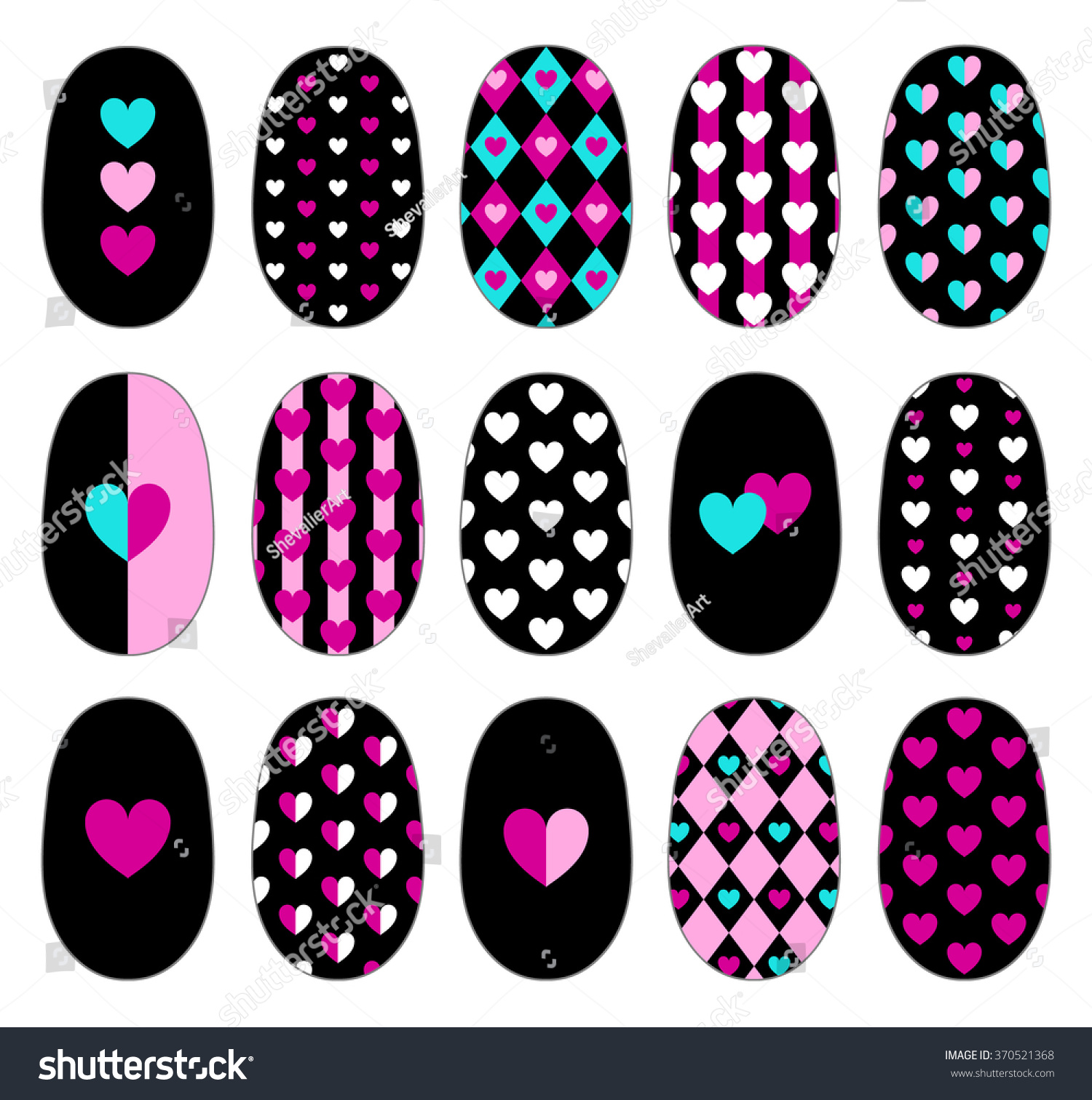 Nail Art Heart Design Templates Manicure 370521368