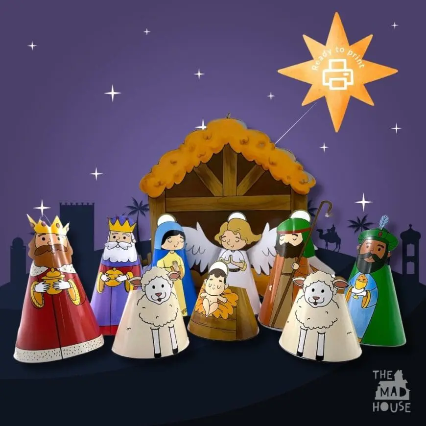 Nativity Cones Printable To Color