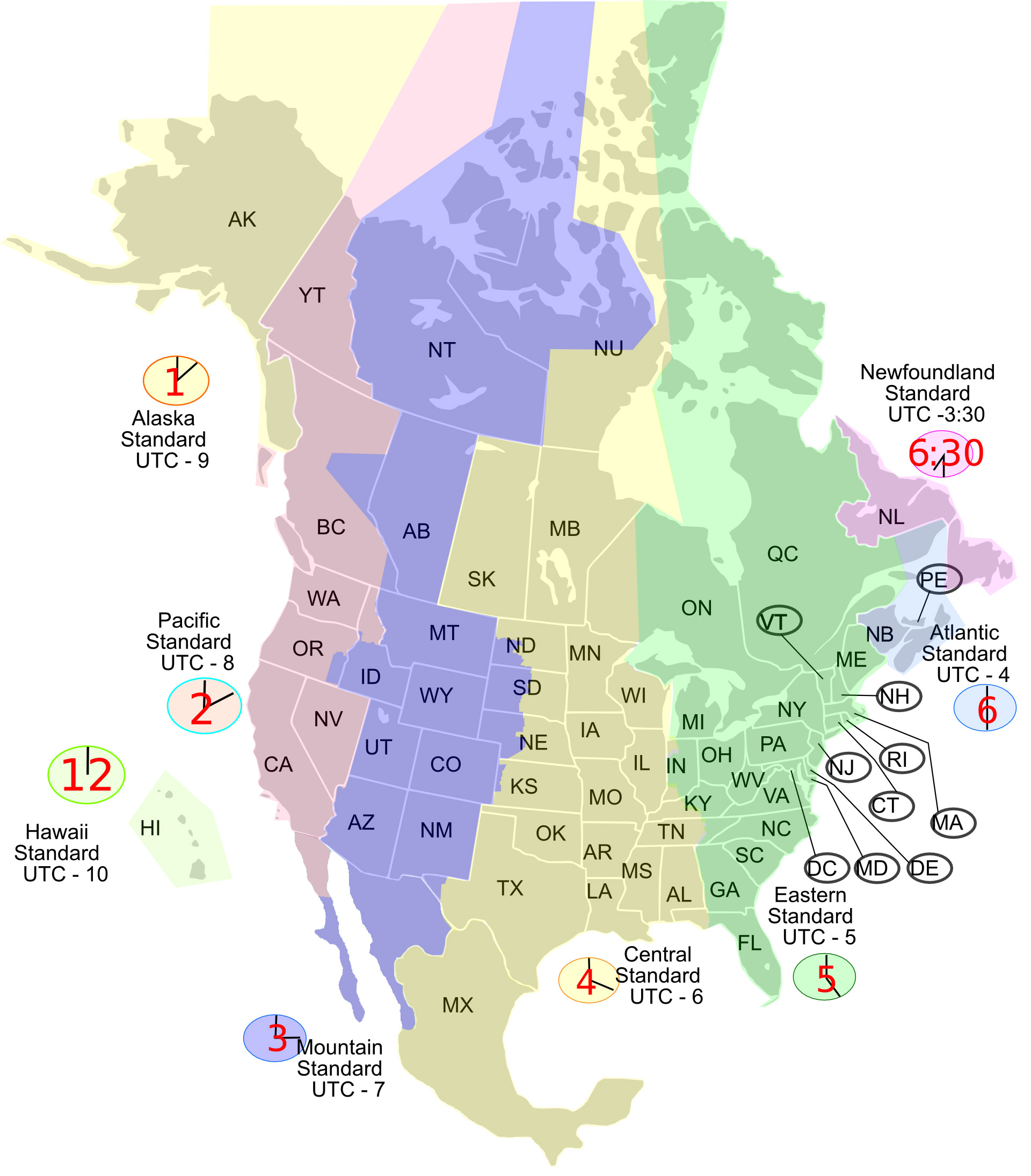 free printable us timezone map with state names