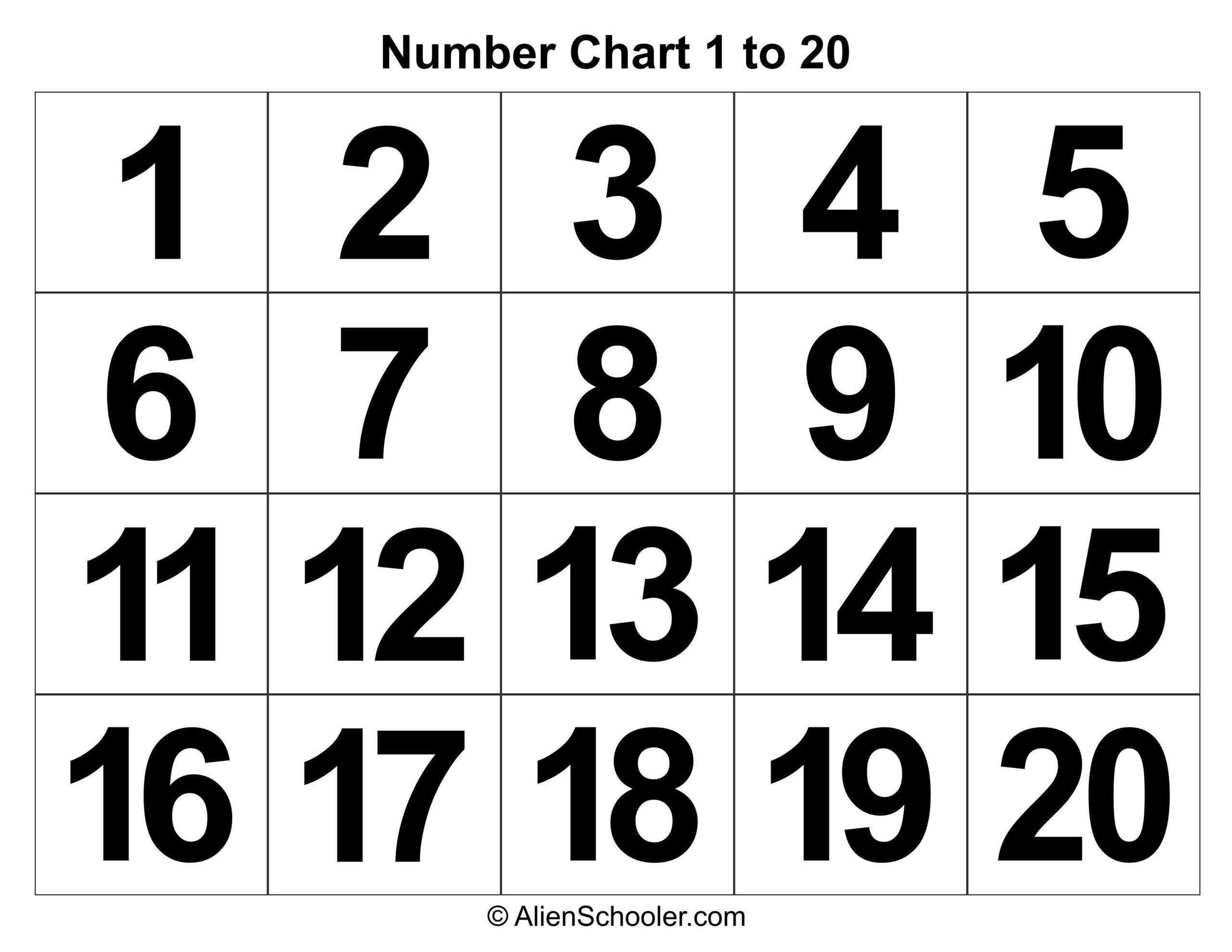 Number Chart 1 20 Number Chart 1 20