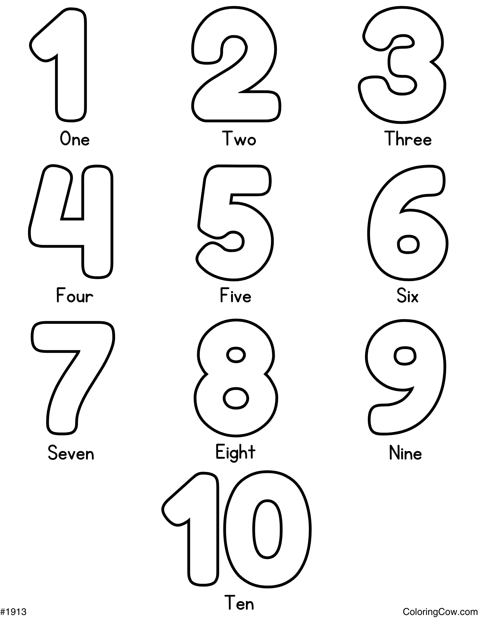 Numbers 1 10 Coloring Page Numbers 1 10 Coloring Page
