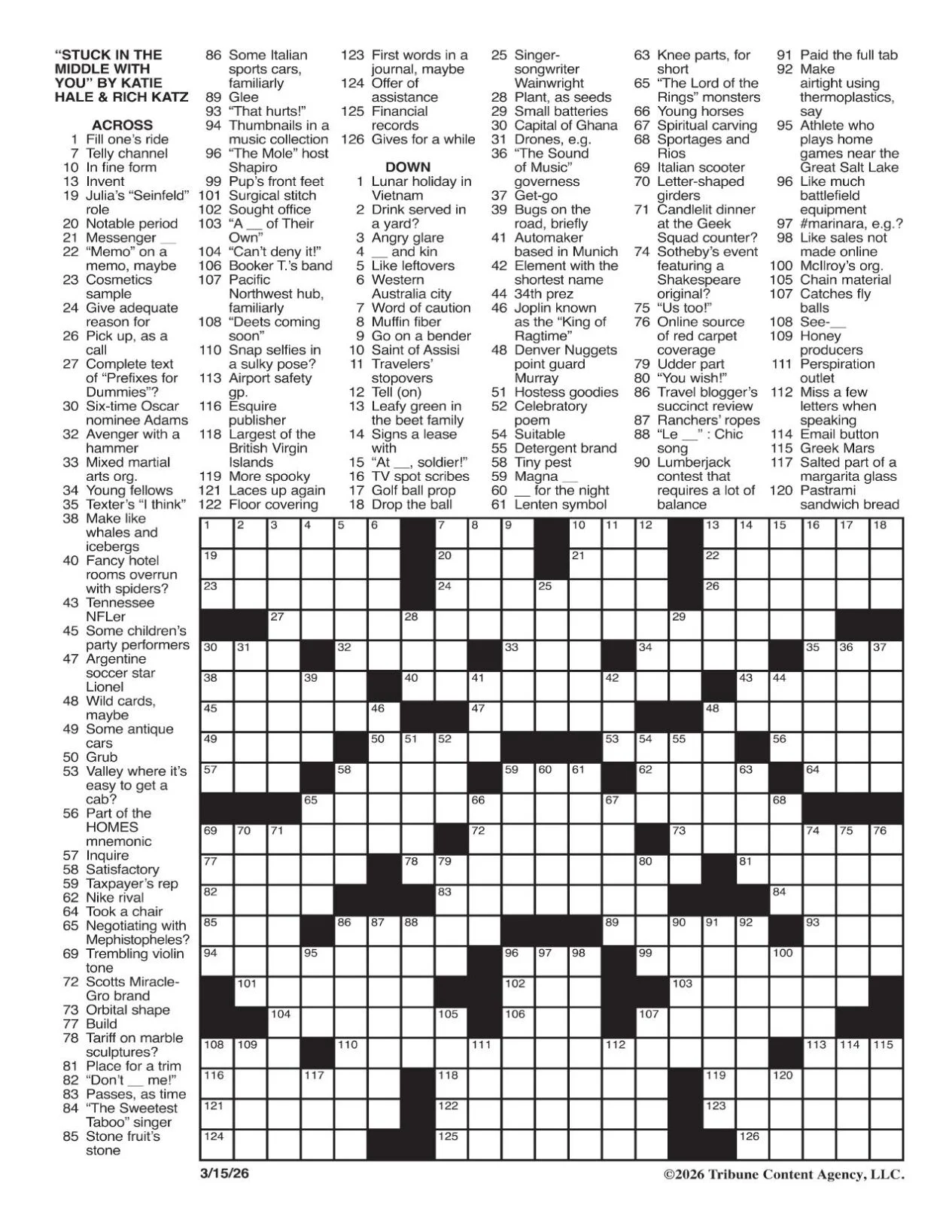 free printable sunday crossword puzzles
