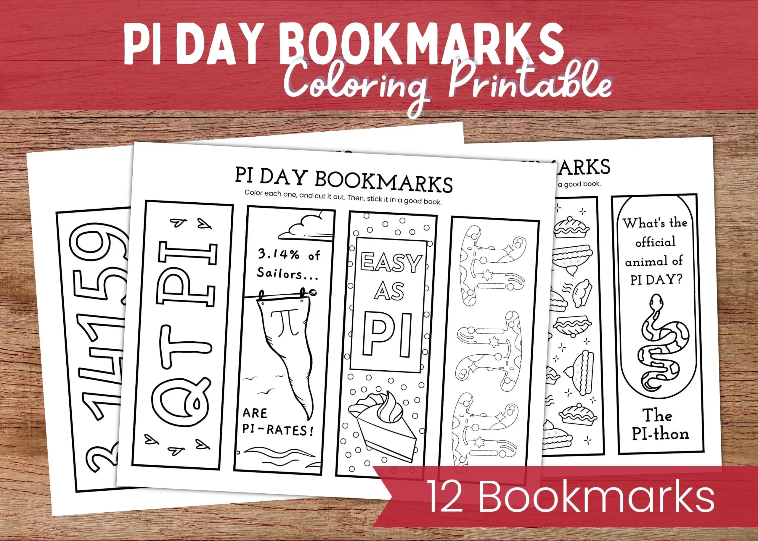 Pi Day Printable Bookmarks Stem Coloring