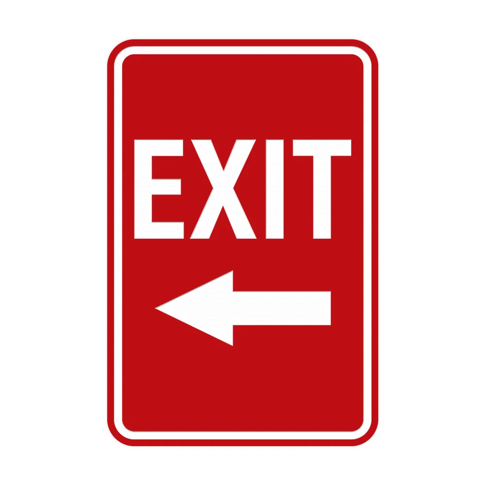 Portrait Round Exit Left Arrow Sign Portrait Round Exit Left Arrow Sign