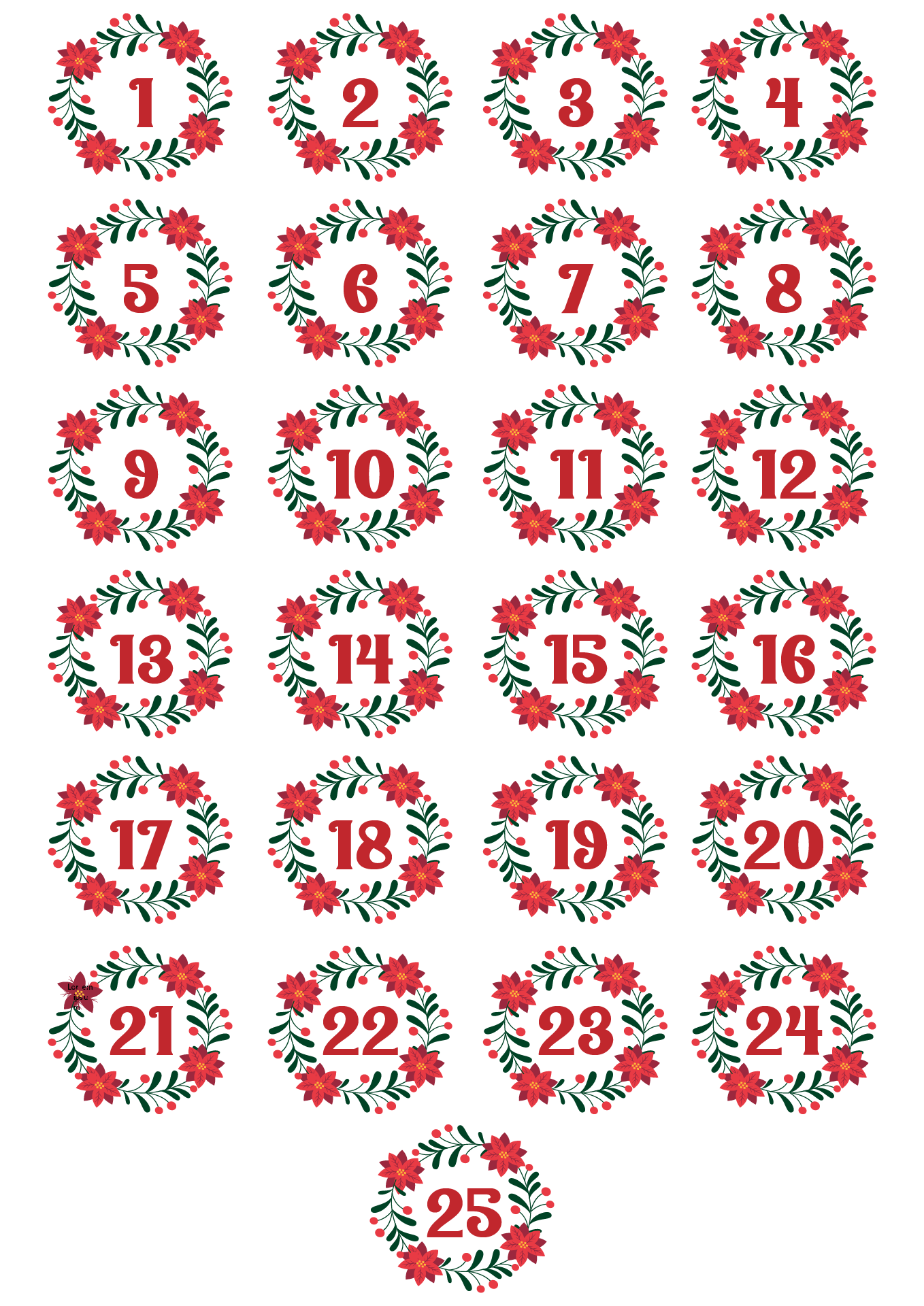 Post Free Printable Christmas Numbers 1 To 31 79848