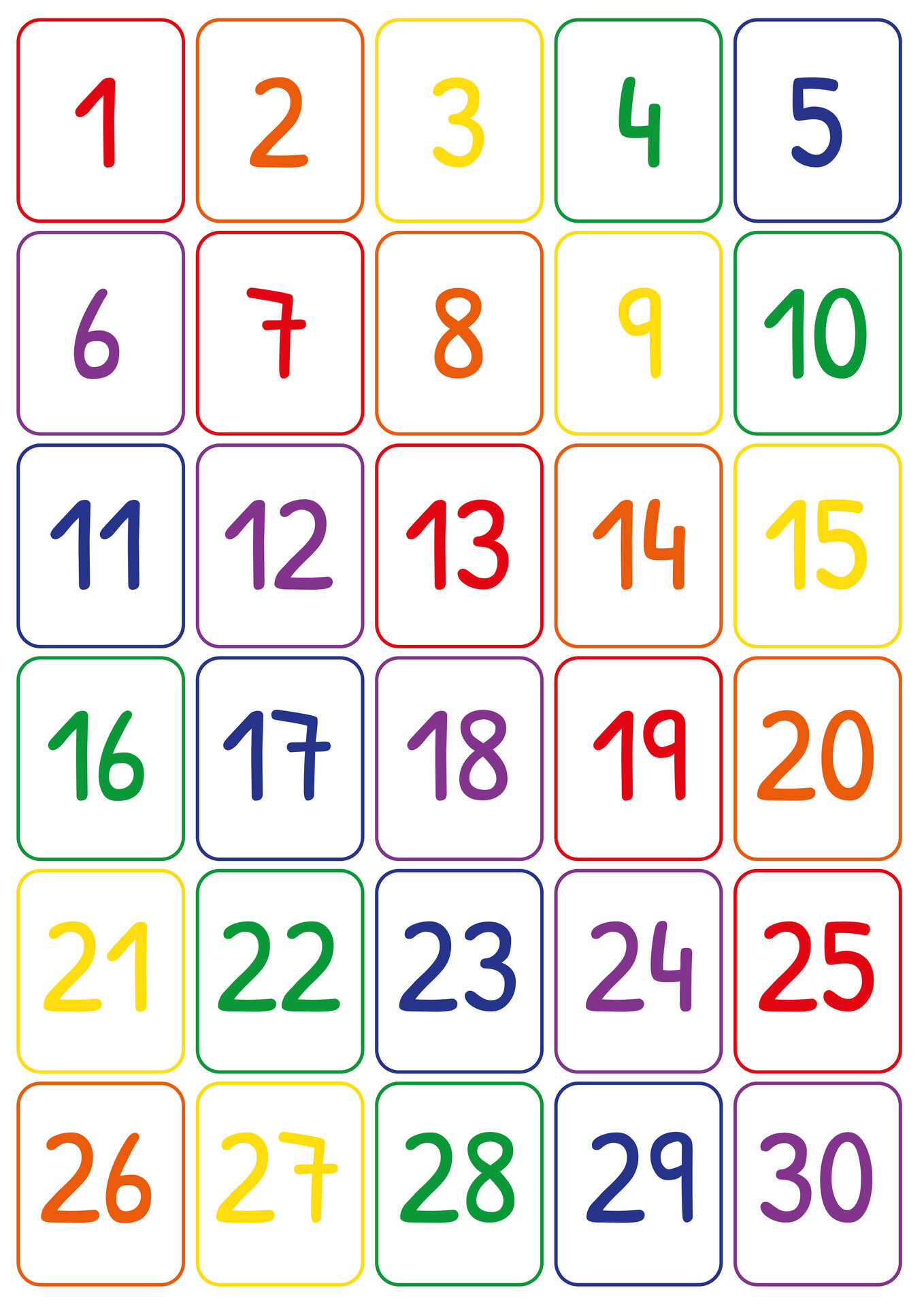 Post Large Printable Numbers 1 30 31400