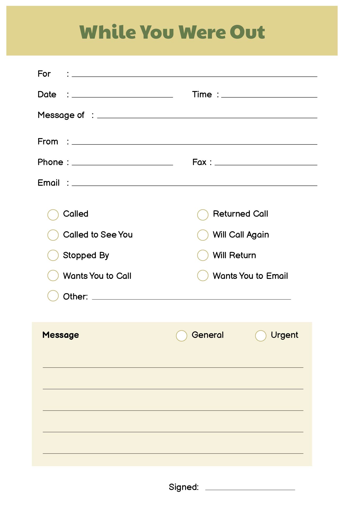 Post Printable Telephone Message Template 139434