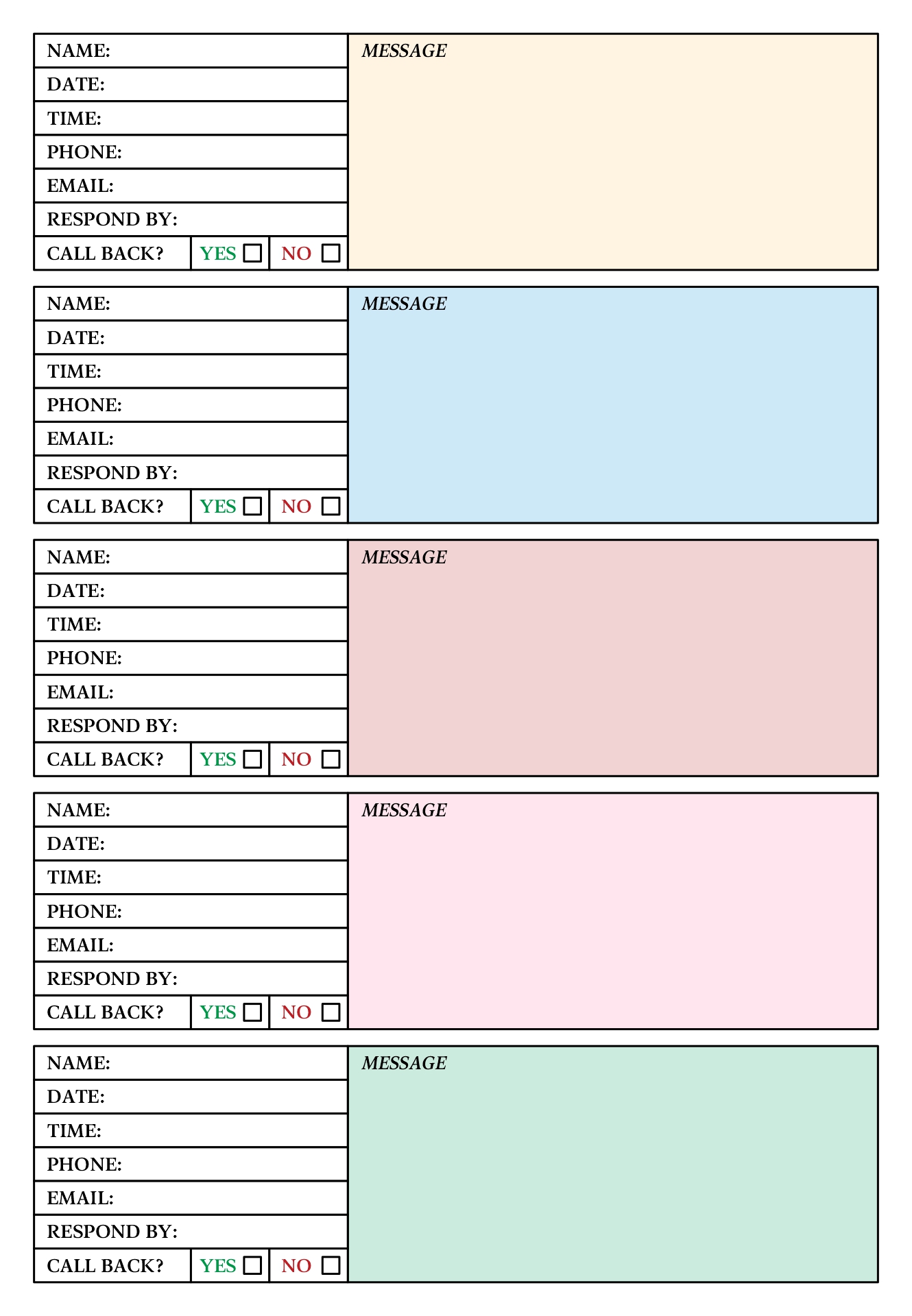 Post Printable Telephone Message Template 139434