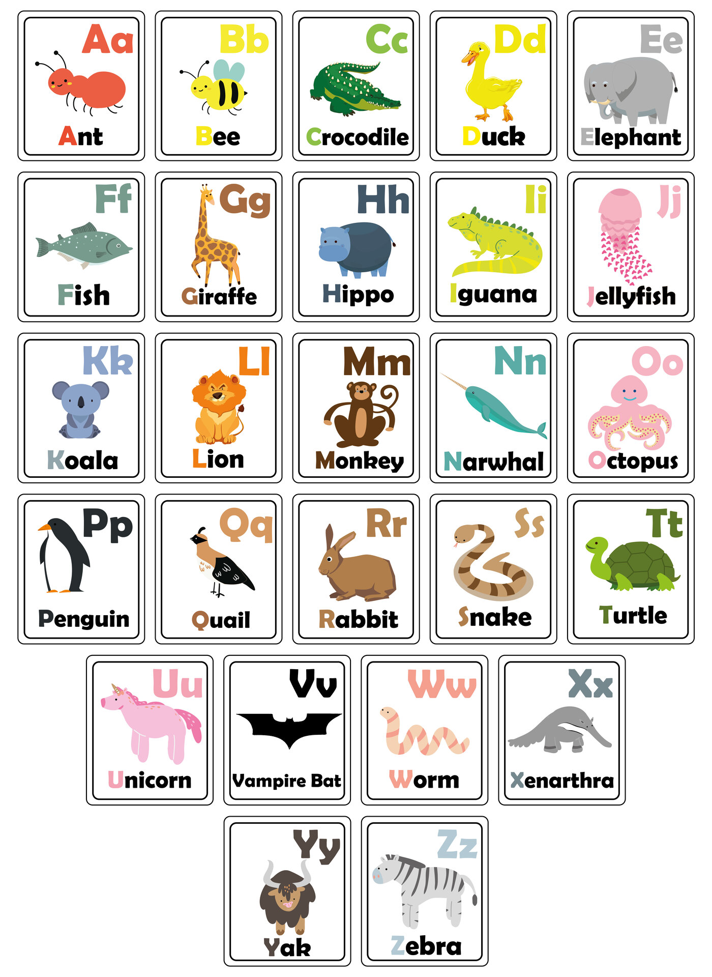 zoo phonics flash cards free printable