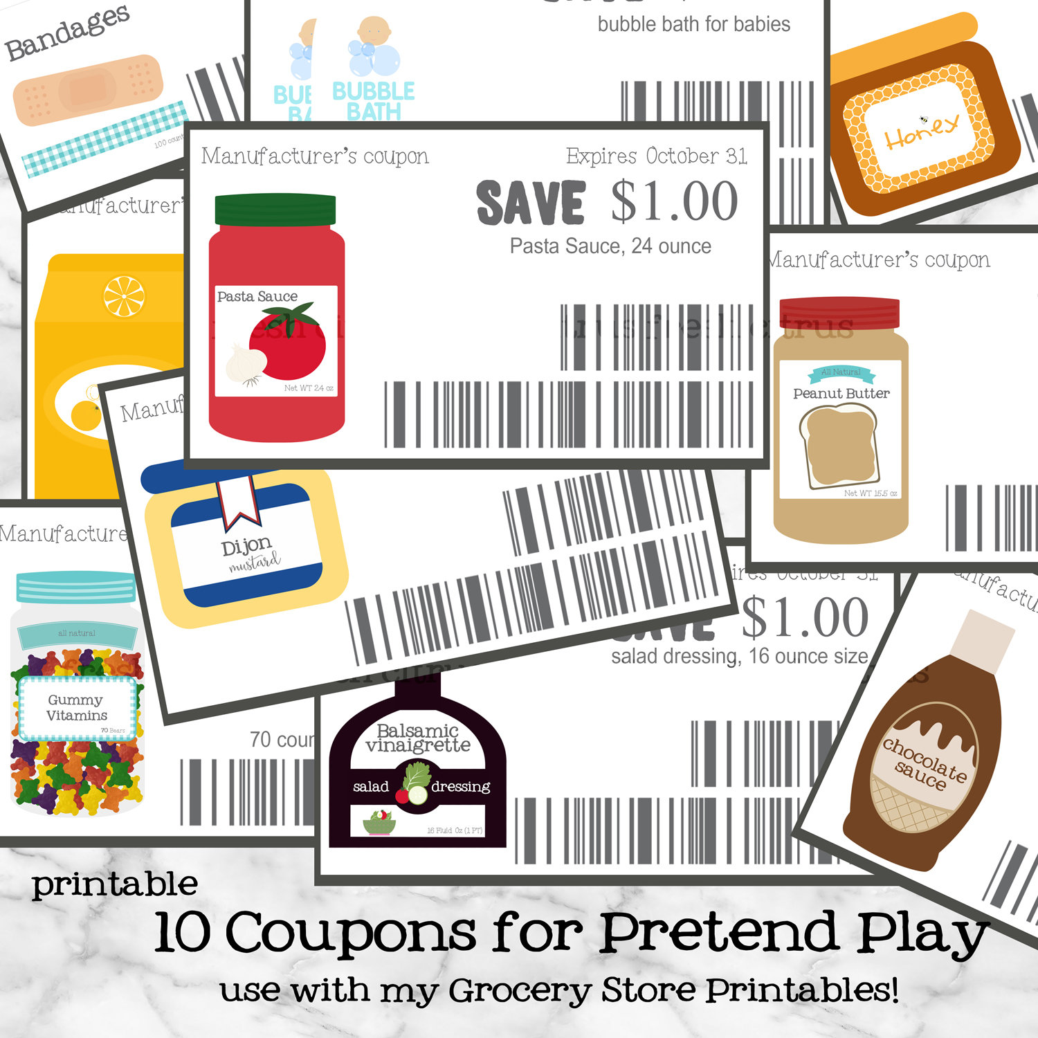 Pretend Play Coupons Grocery Store