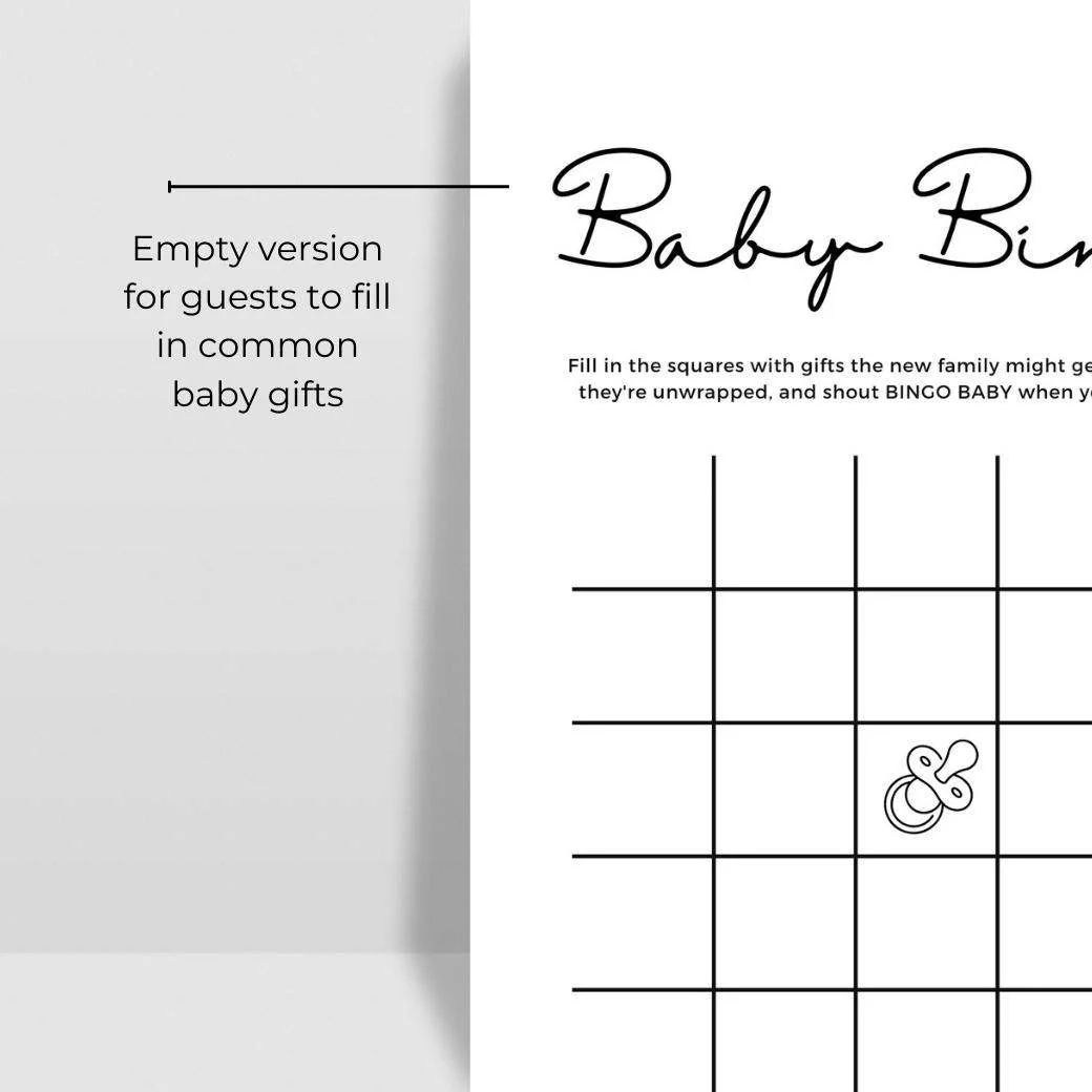 Printable Baby Shower Bingo Printable Baby Shower Bingo