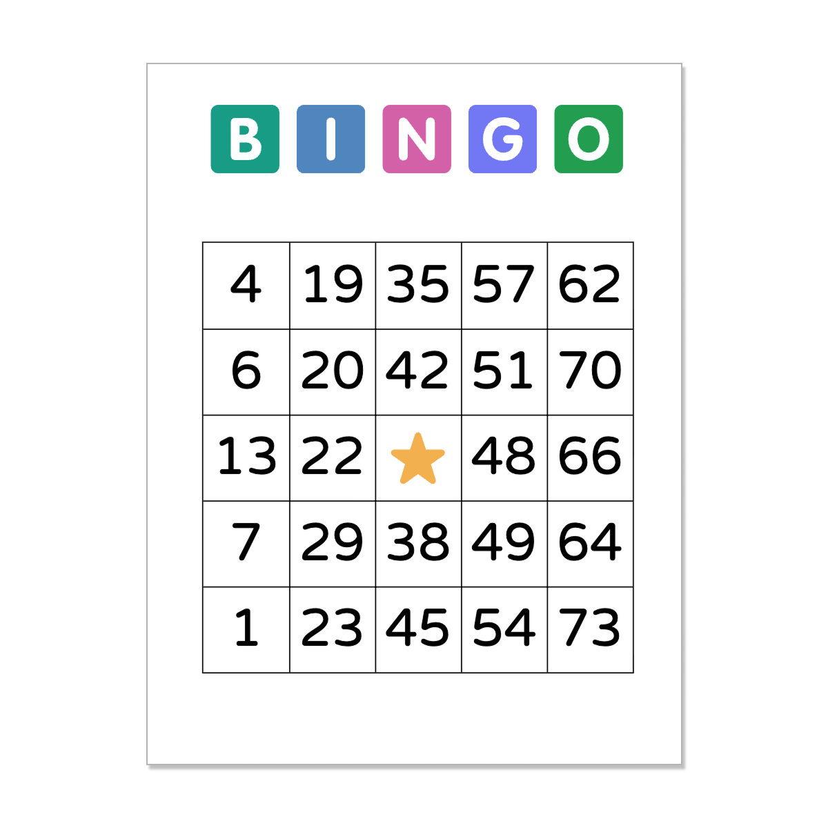 Printable Bingo Cards Printable Bingo Cards