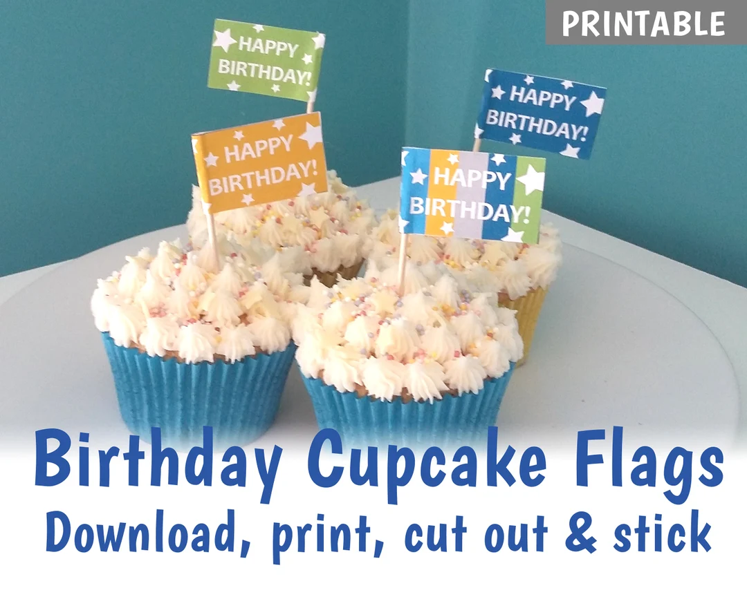 Printable Birthday Cupcake Flags Make