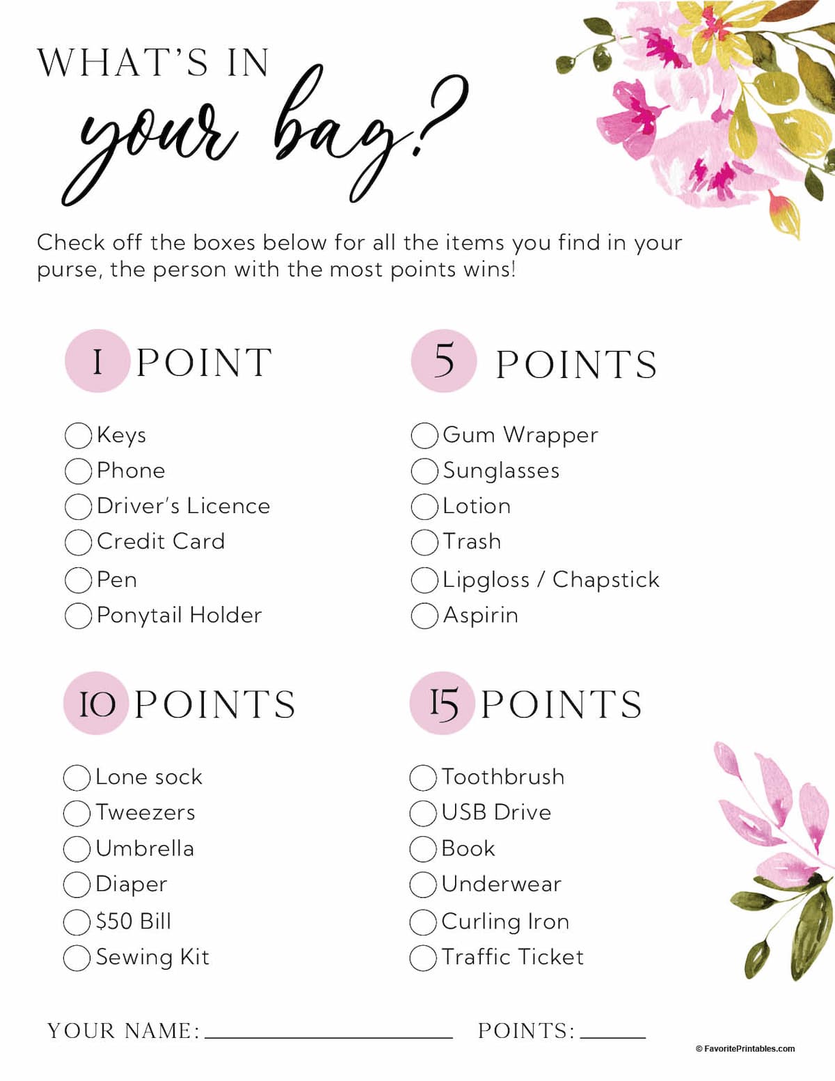 Printable Bridal Shower Games
