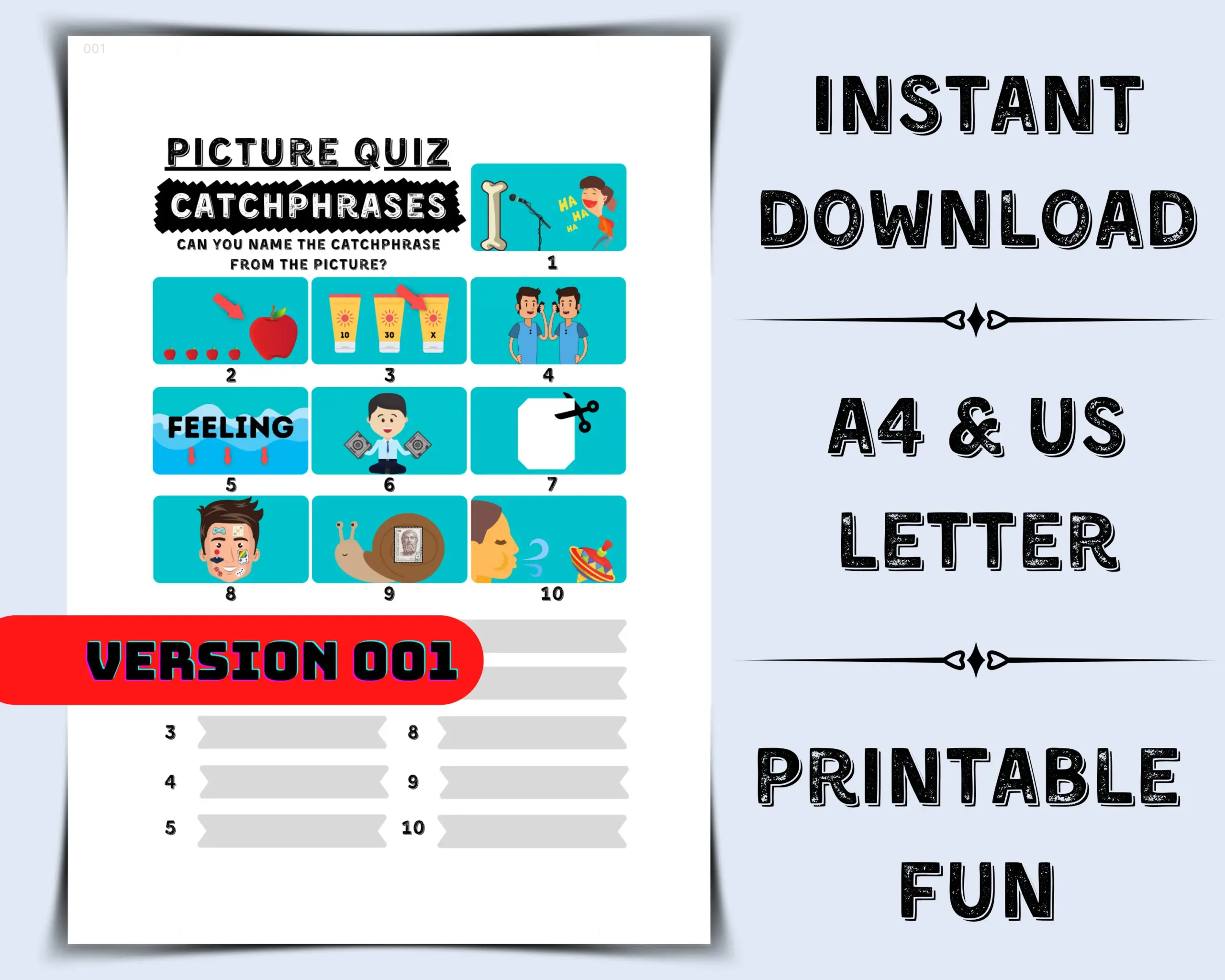 Printable Catchphrase Picture Quiz Printable Catchphrase Picture Quiz