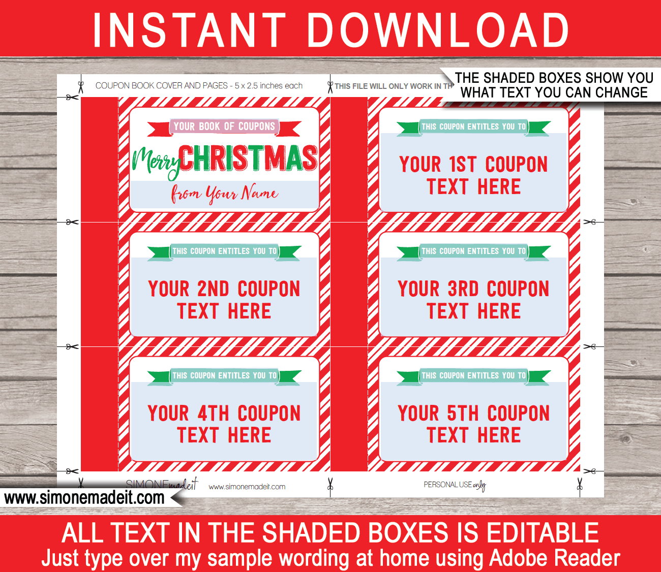 Printable Christmas Coupon Book Template Printable Christmas Coupon Book Template
