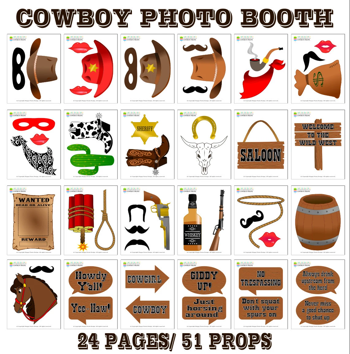 Printable Cowboy Photo Booth Propsphoto Printable Cowboy Photo Booth Propsphoto