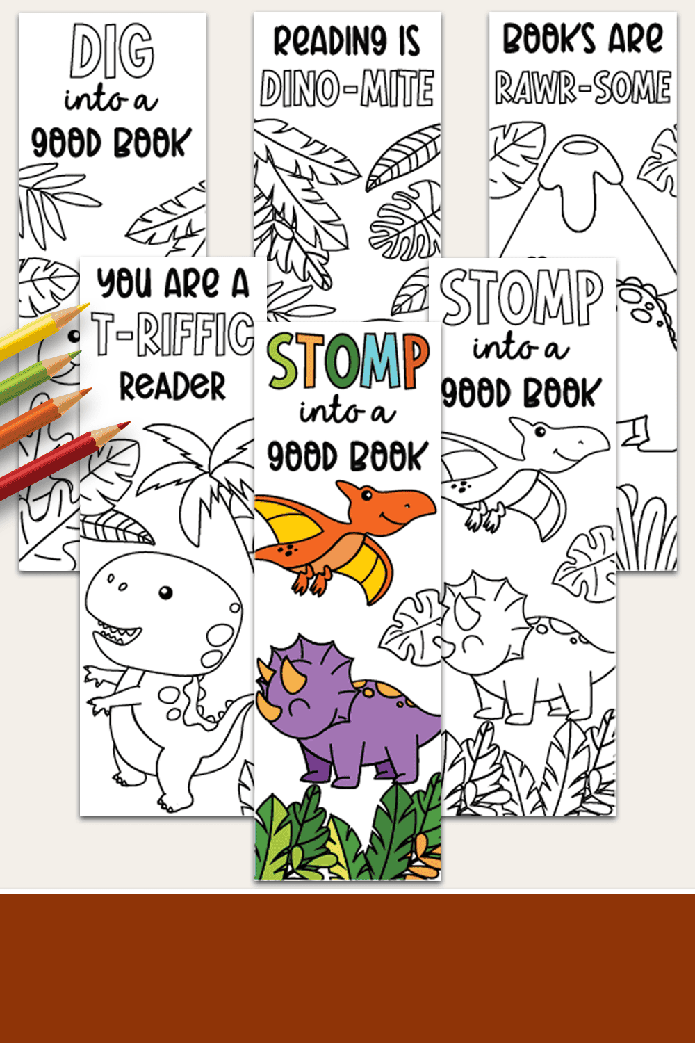 Printable Dinosaur Coloring Bookmarks Printable Dinosaur Coloring Bookmarks